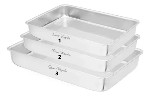 Jogo 3 forma assadeira bolo torta retangular 1-2-3 e68