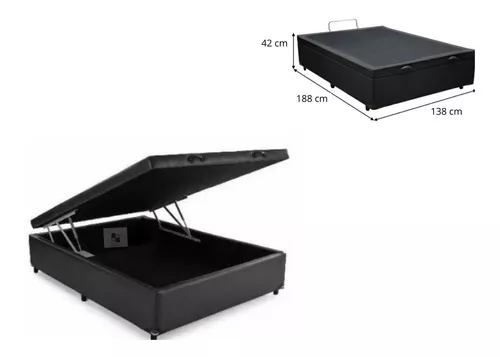 Cama Casal Box Baú Fabricação Própria 138x188 Cor Cama Box Bau Corino Preto