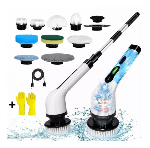 Esfregão Elétrico Escova Limpeza 9x1 Mop Giratório Multiuso Cor Branco