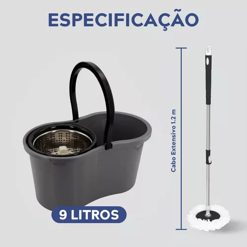 Mob Giratório Com 2 Refil Centrífuga Inox 9 Litros