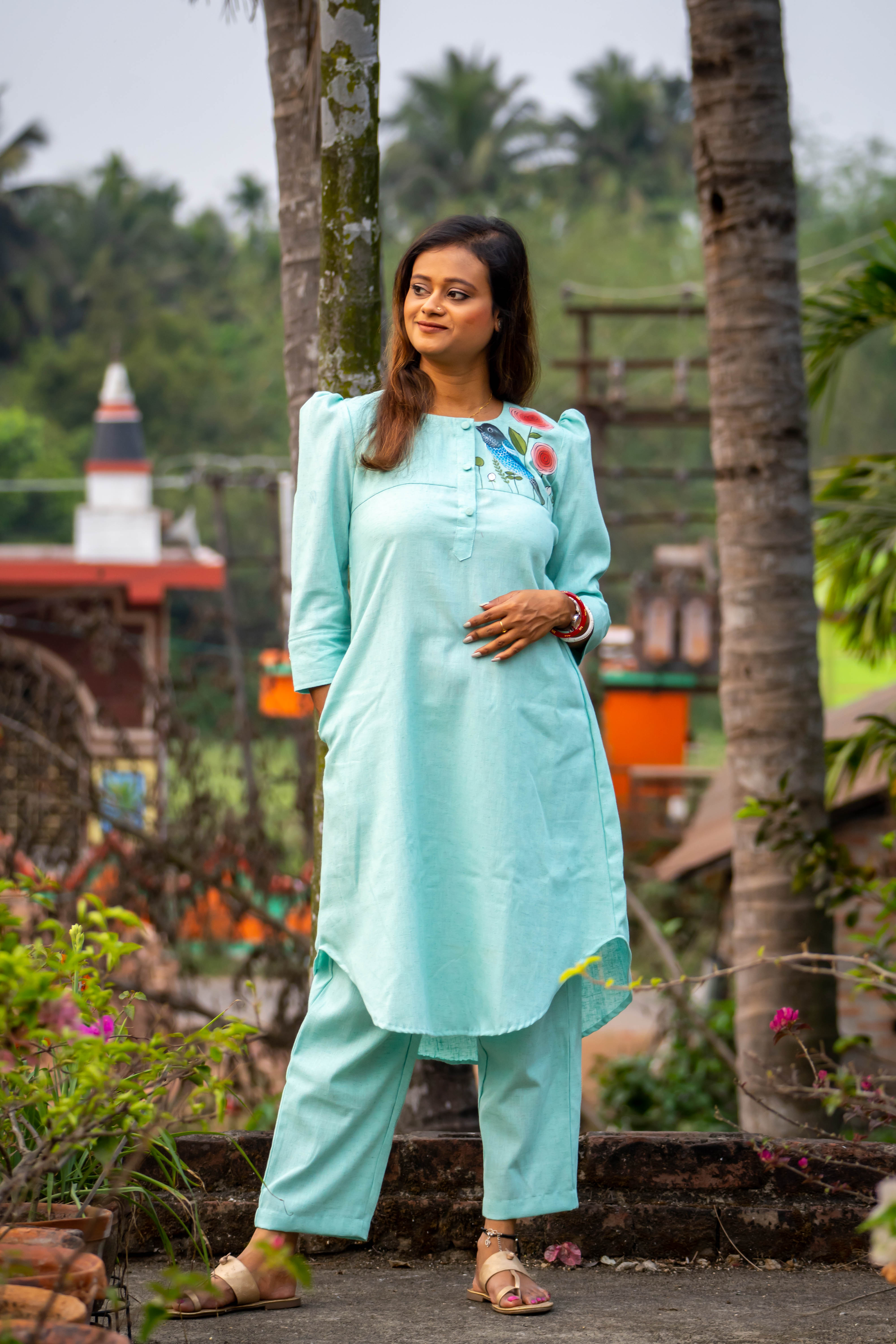 Kusum Panchi Sky Blue Kurta Set