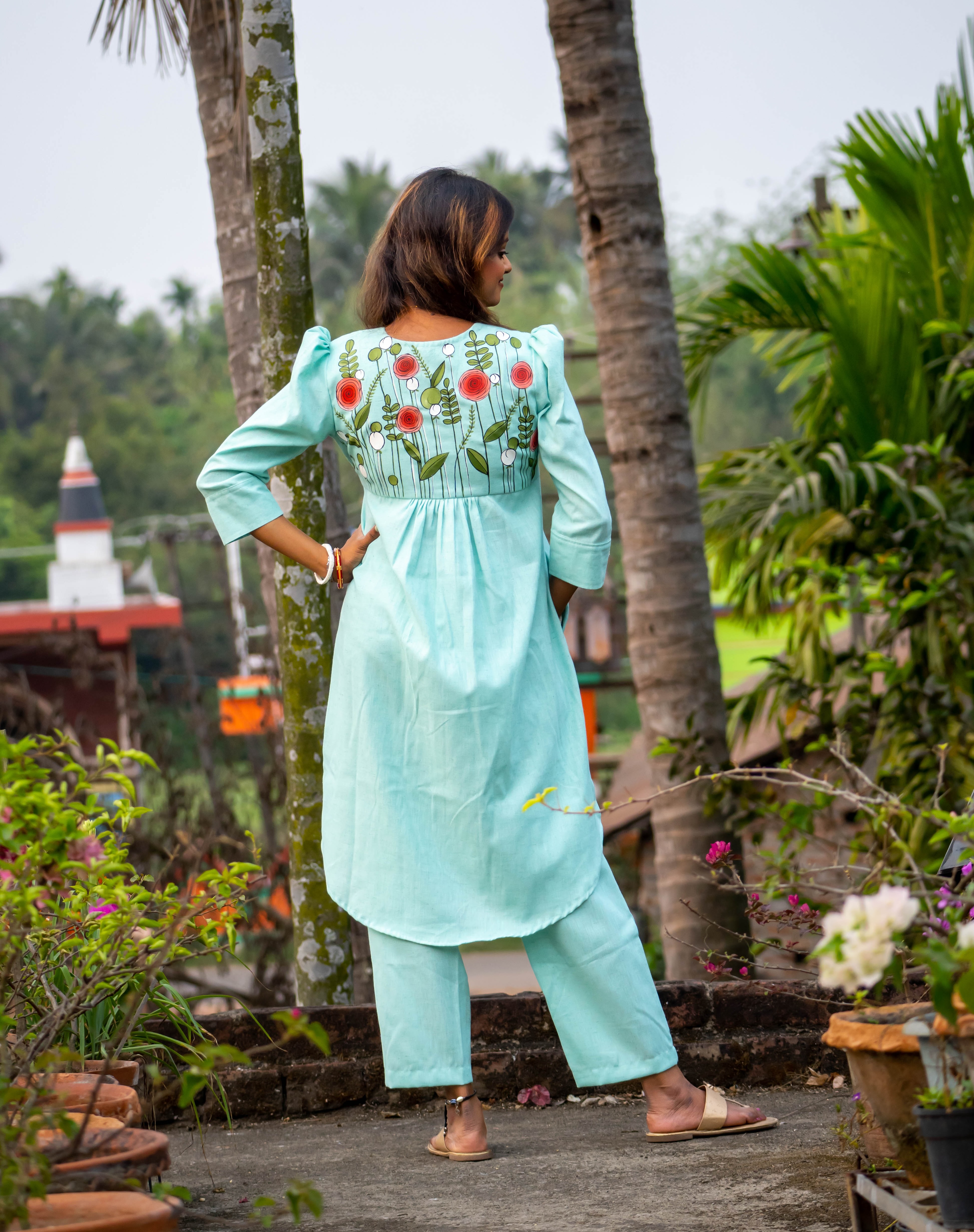 Kusum Panchi Sky Blue Kurta Set