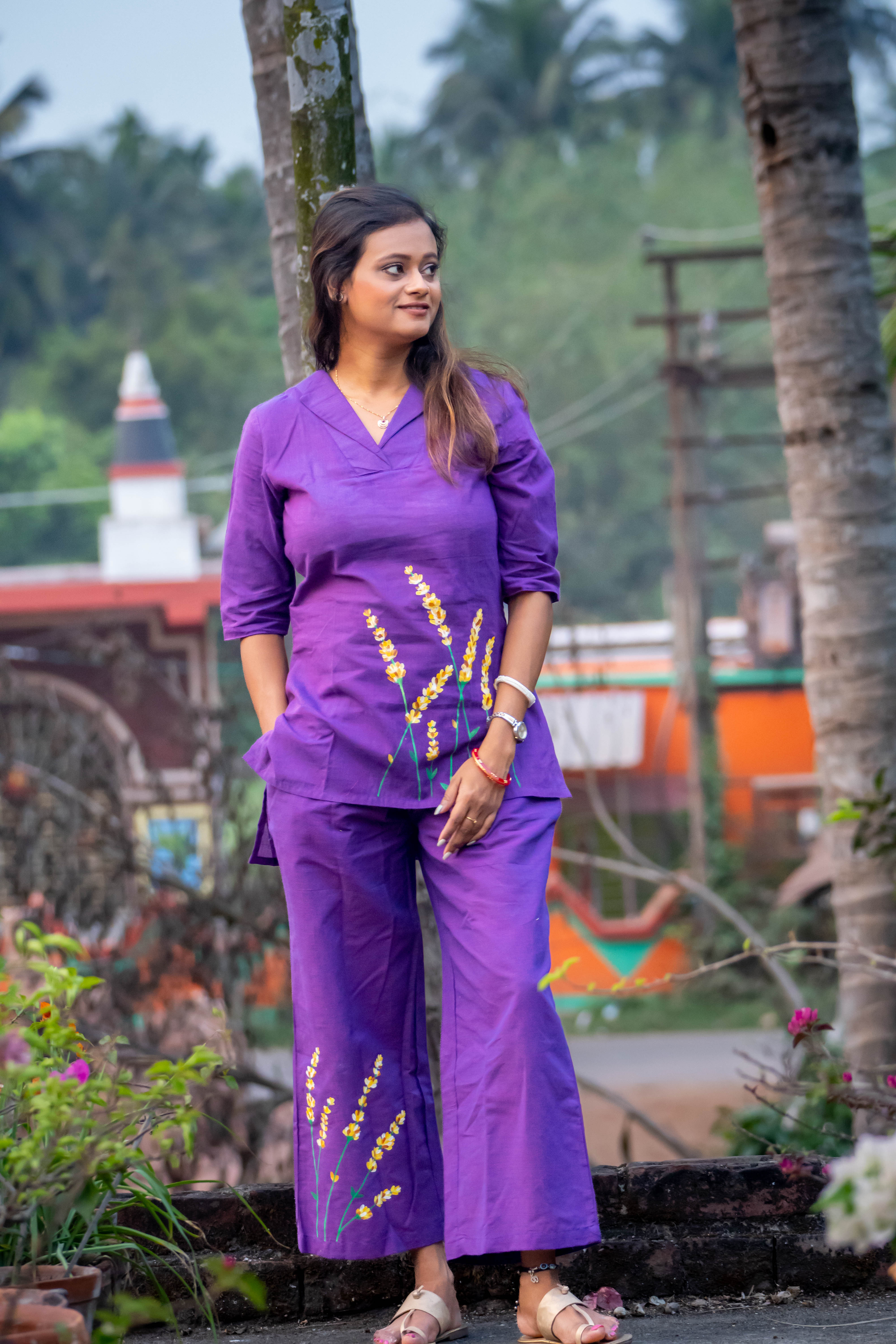 Violet Khadi Women's Two-Piece Outfit