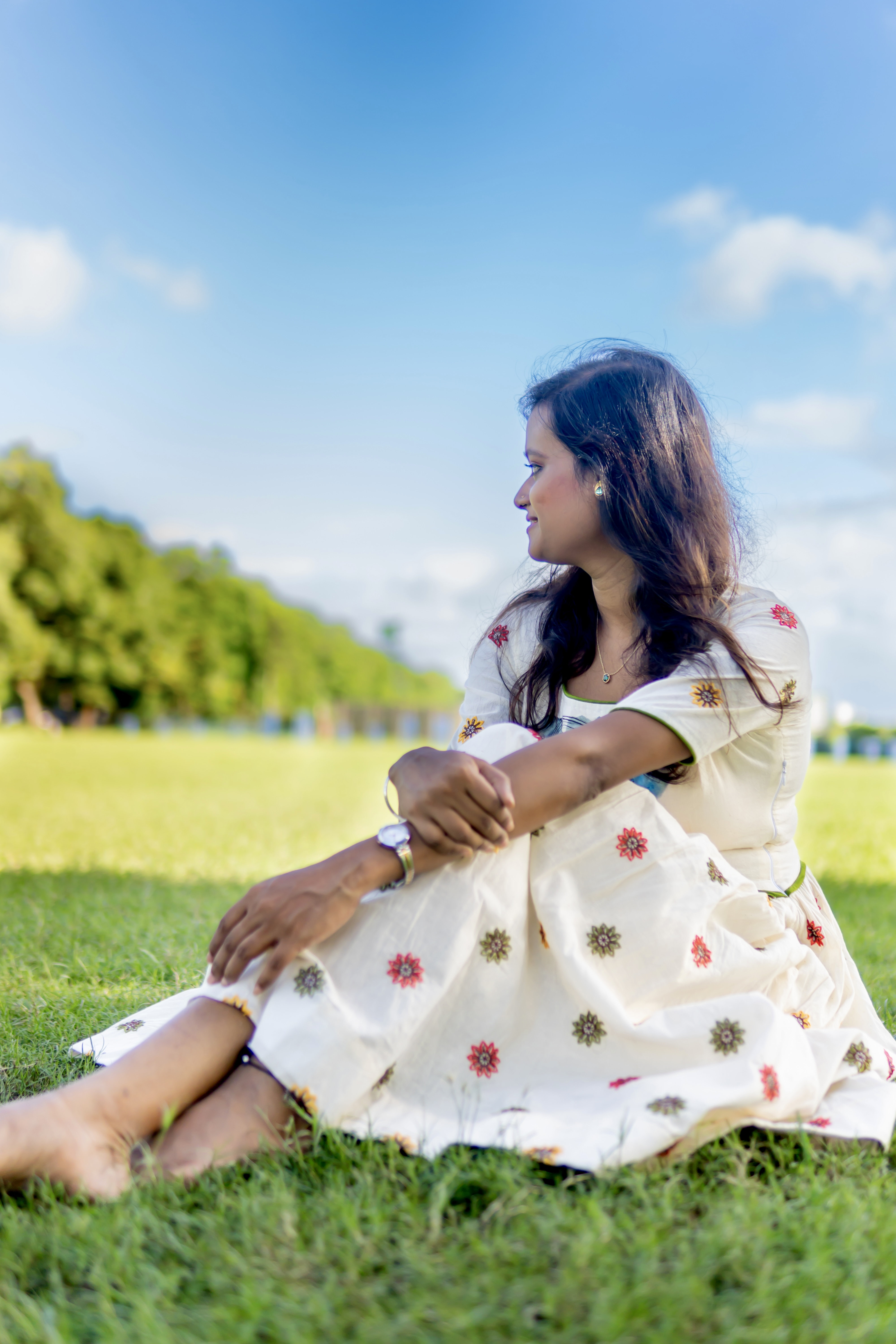 Ethereal Hand-Painted  Mid-length Gown