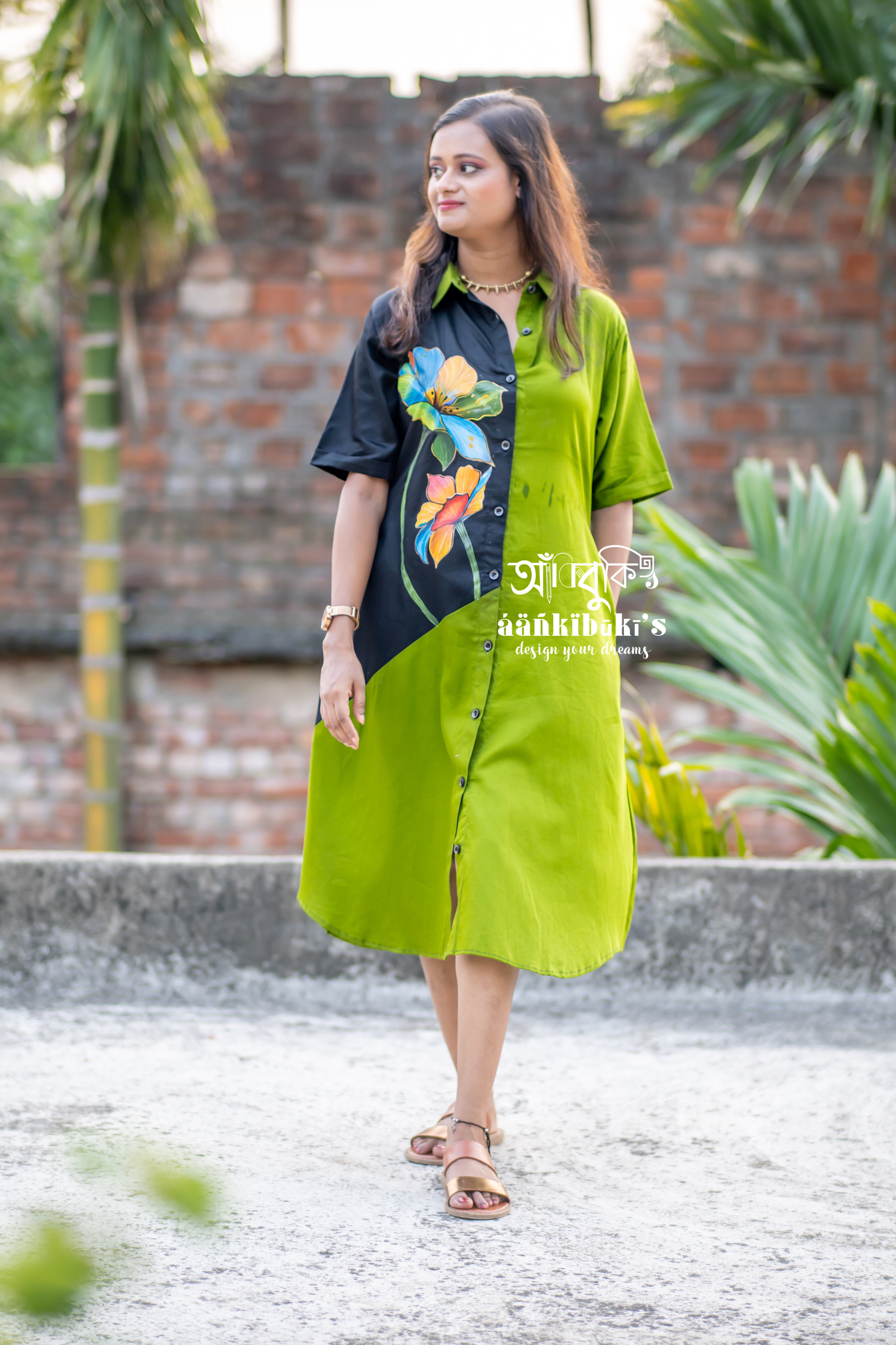 Simari Green Shirt dress
