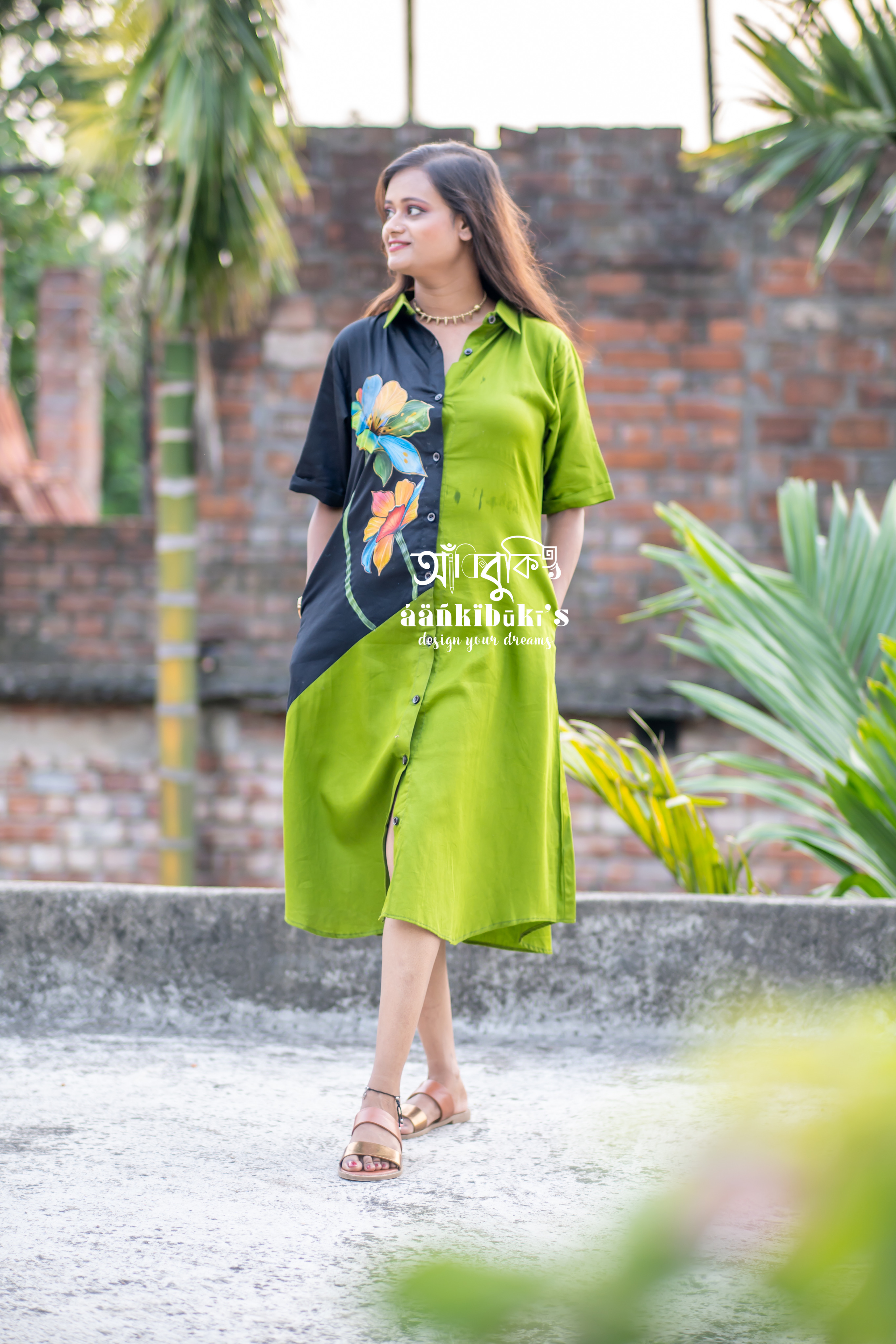 Simari Green Shirt dress