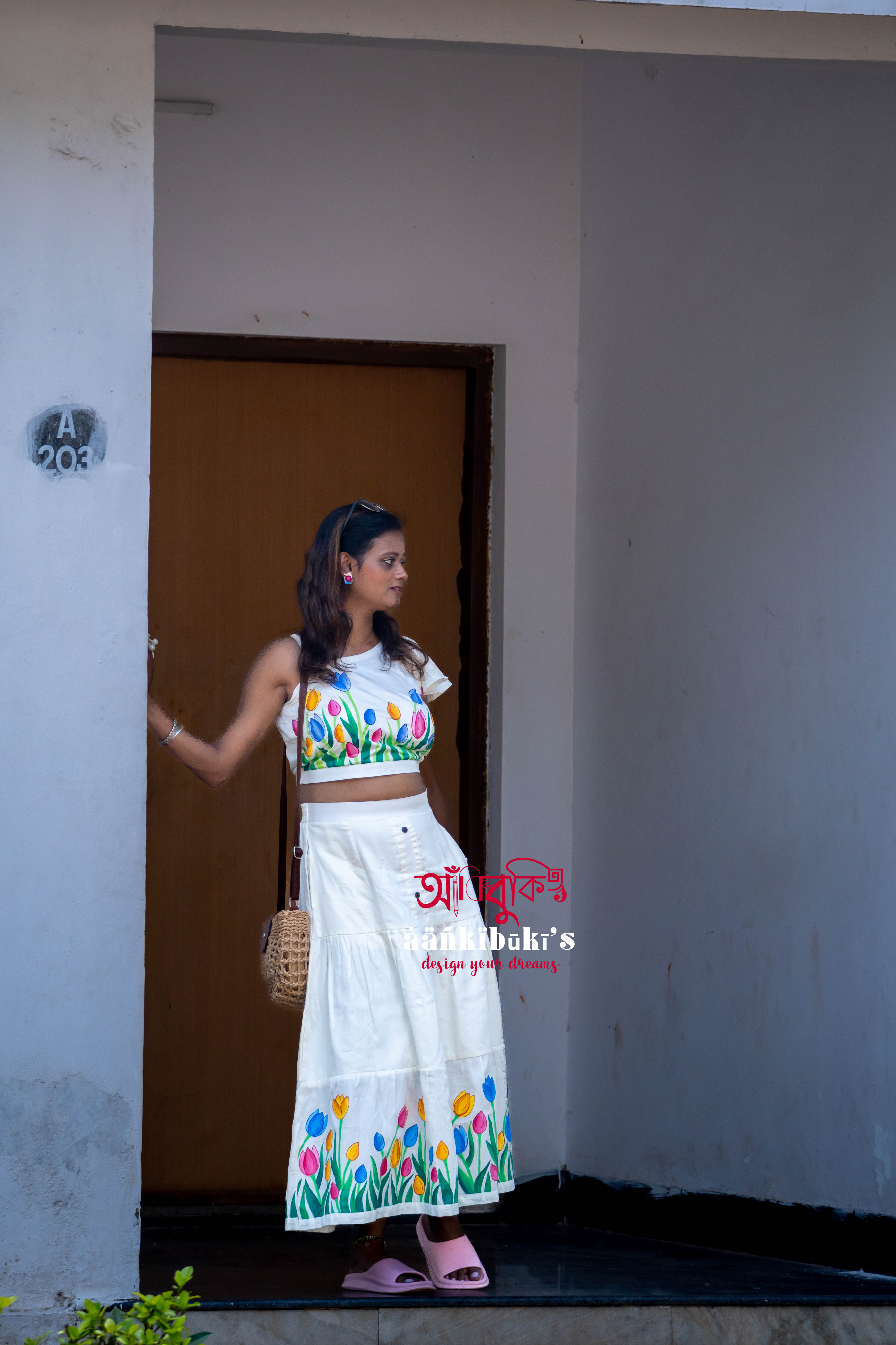 Hand-painted skirt set