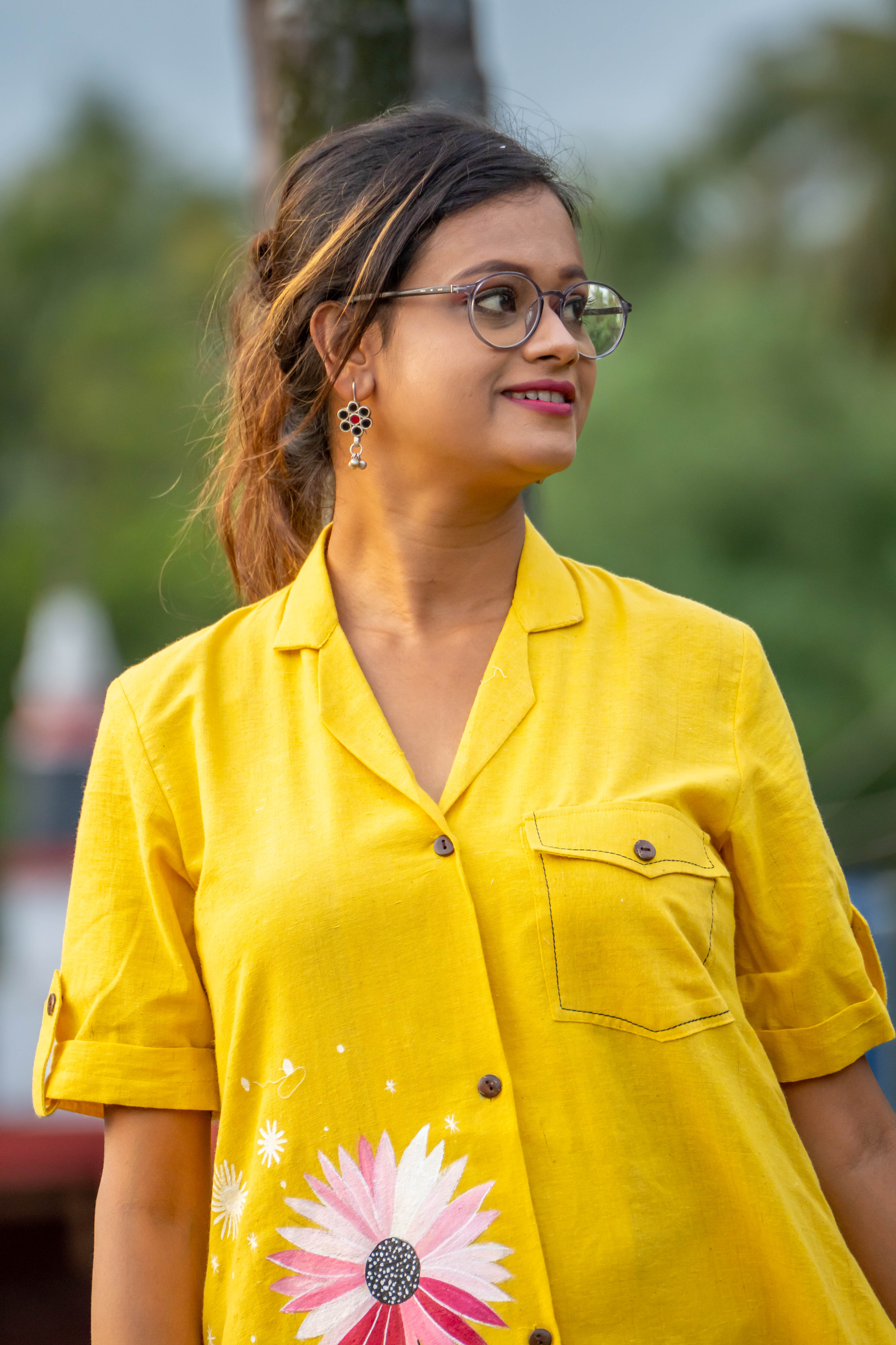 Handloom Yellow shirt dress with pants