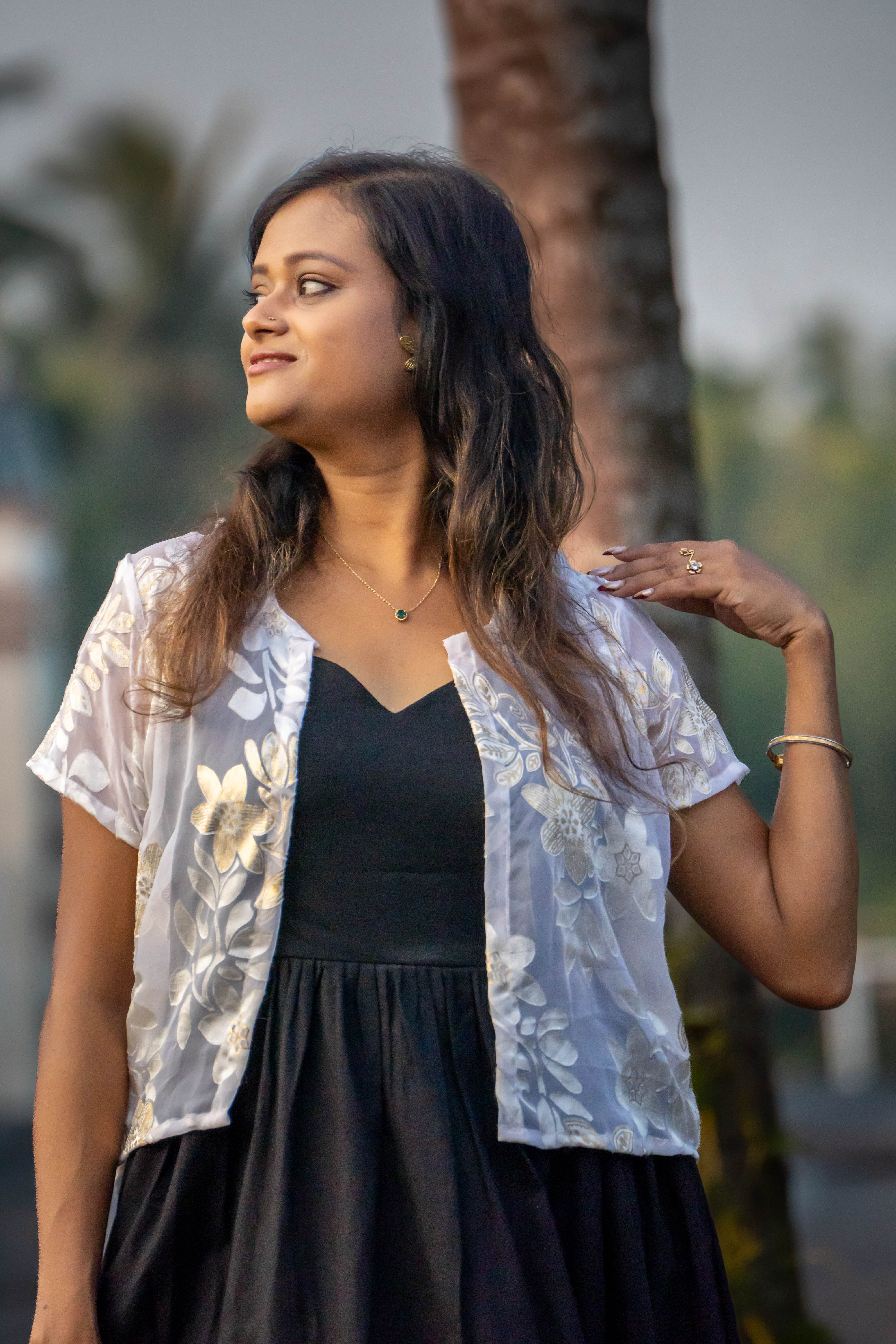 Black Water Lily Midi Dress