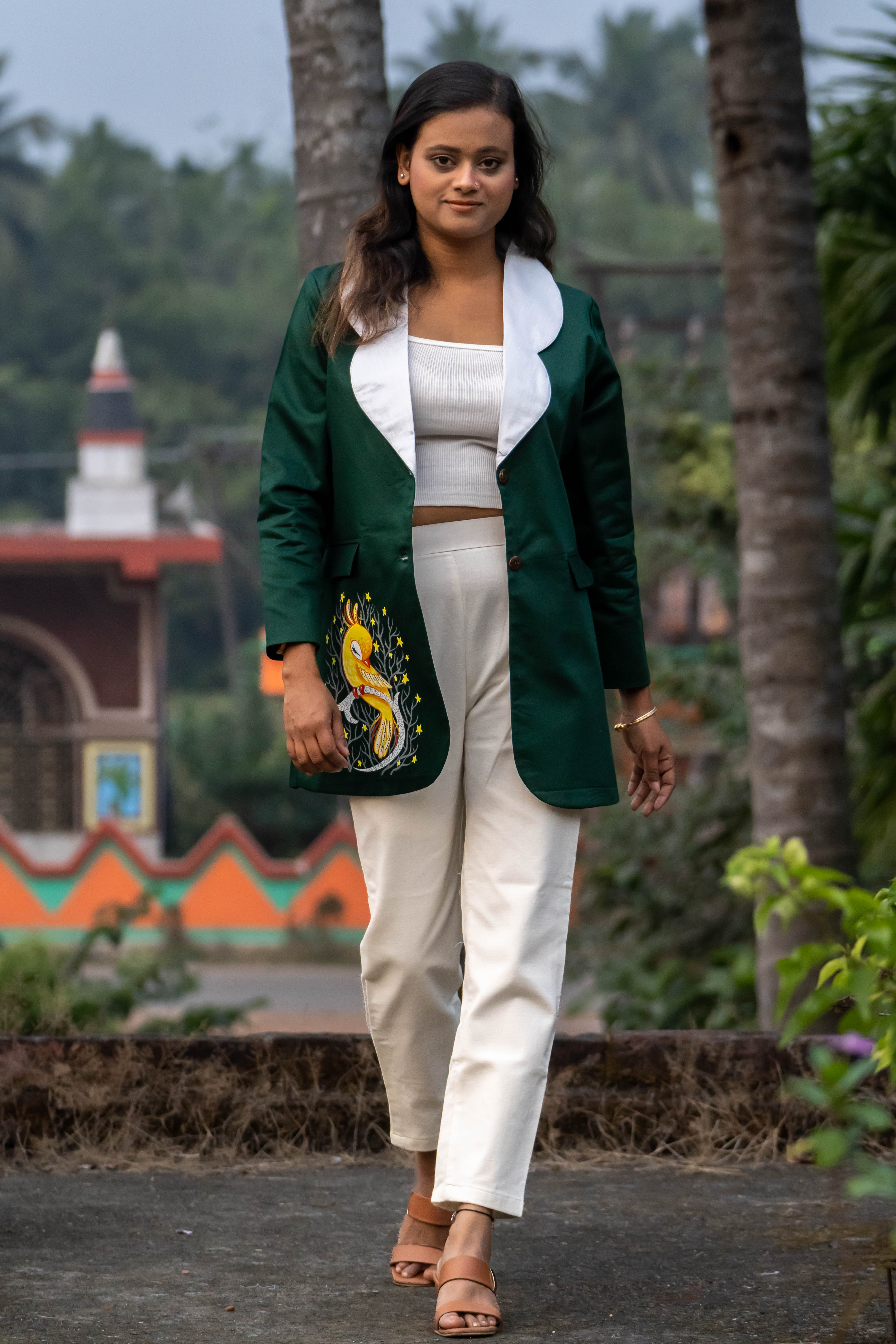 Hand-painted Bottle Green Blazer