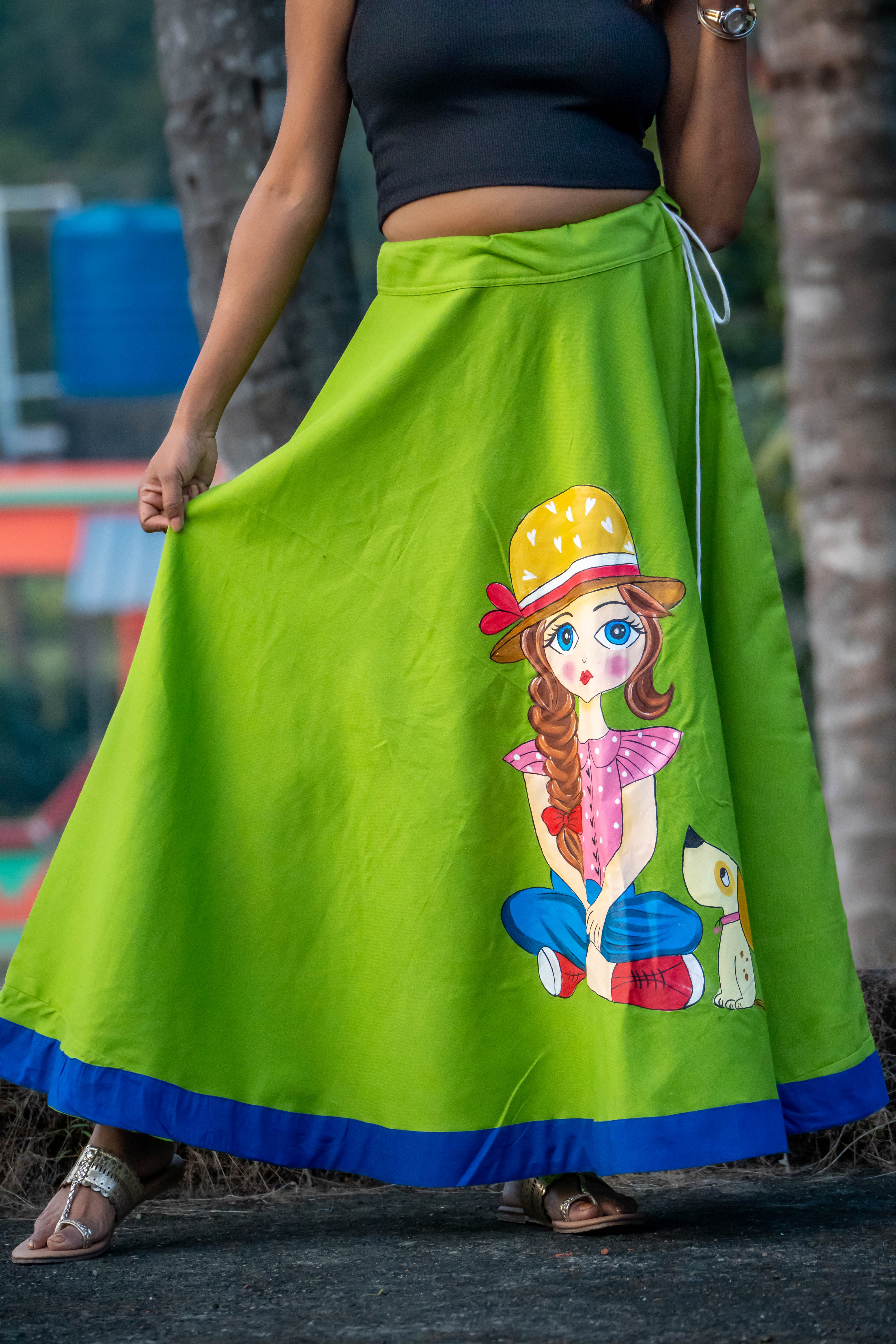 Hand-painted Green Skirt