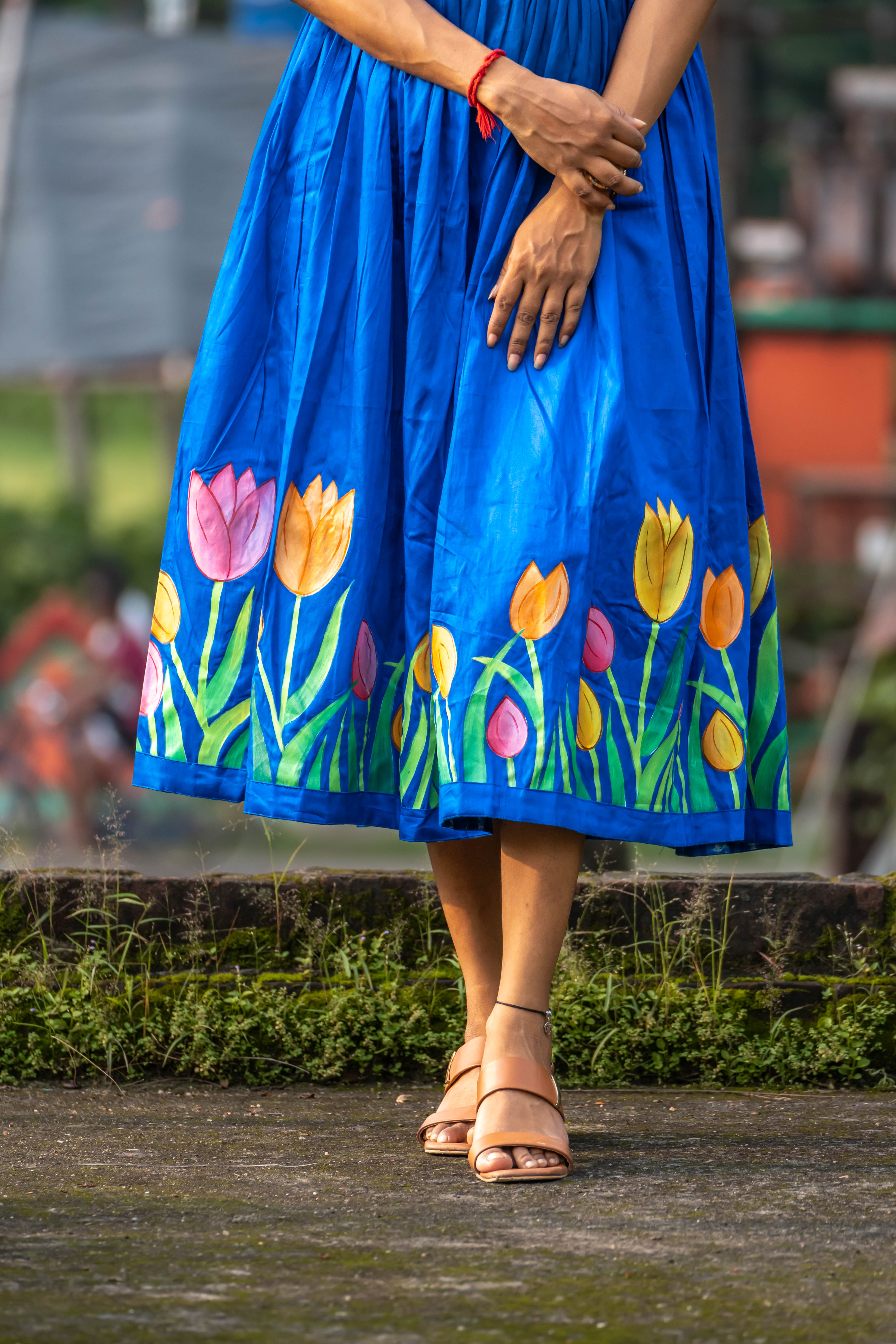 Blue Floral Midi Dress