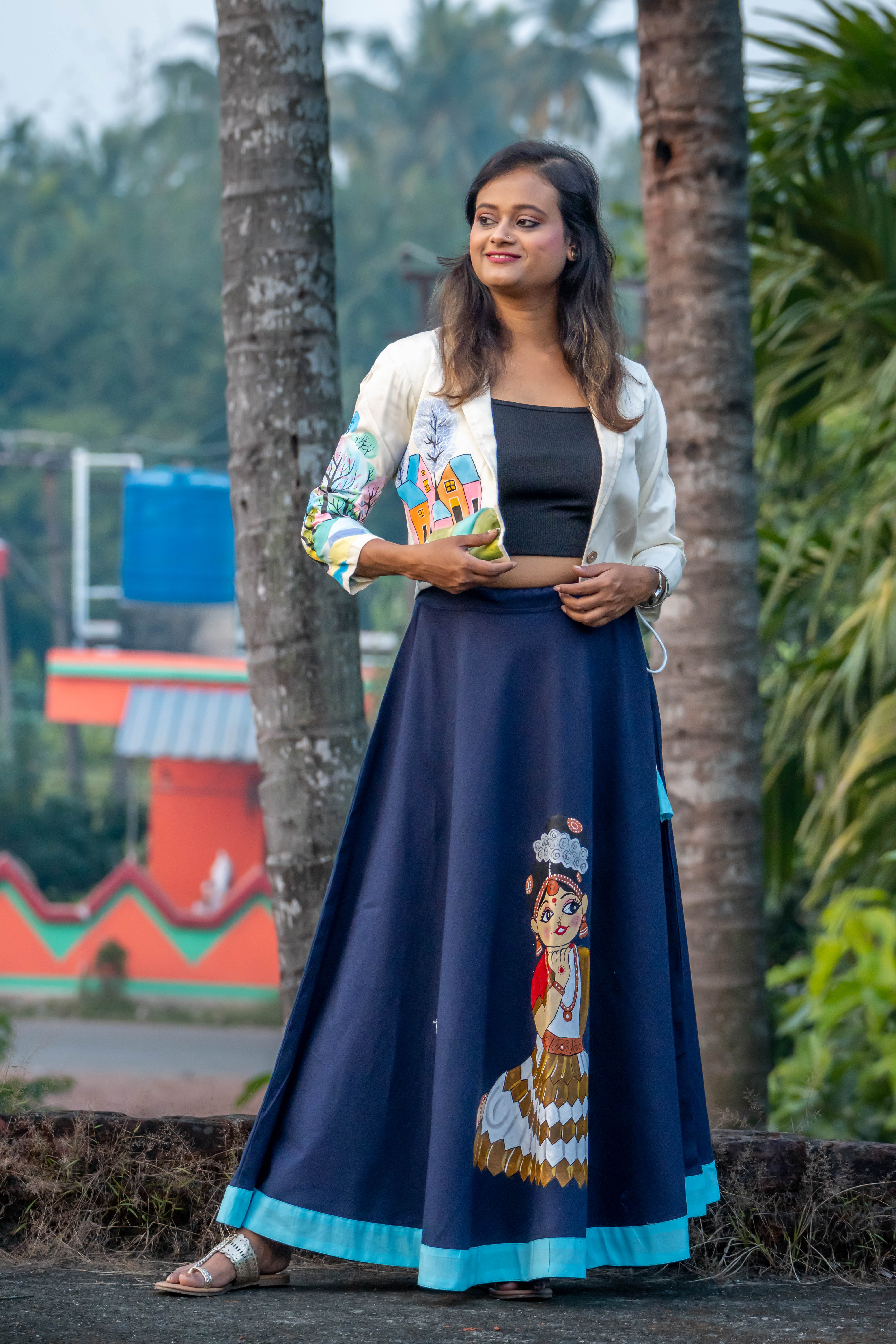 Hand-painted ethnic skirt
