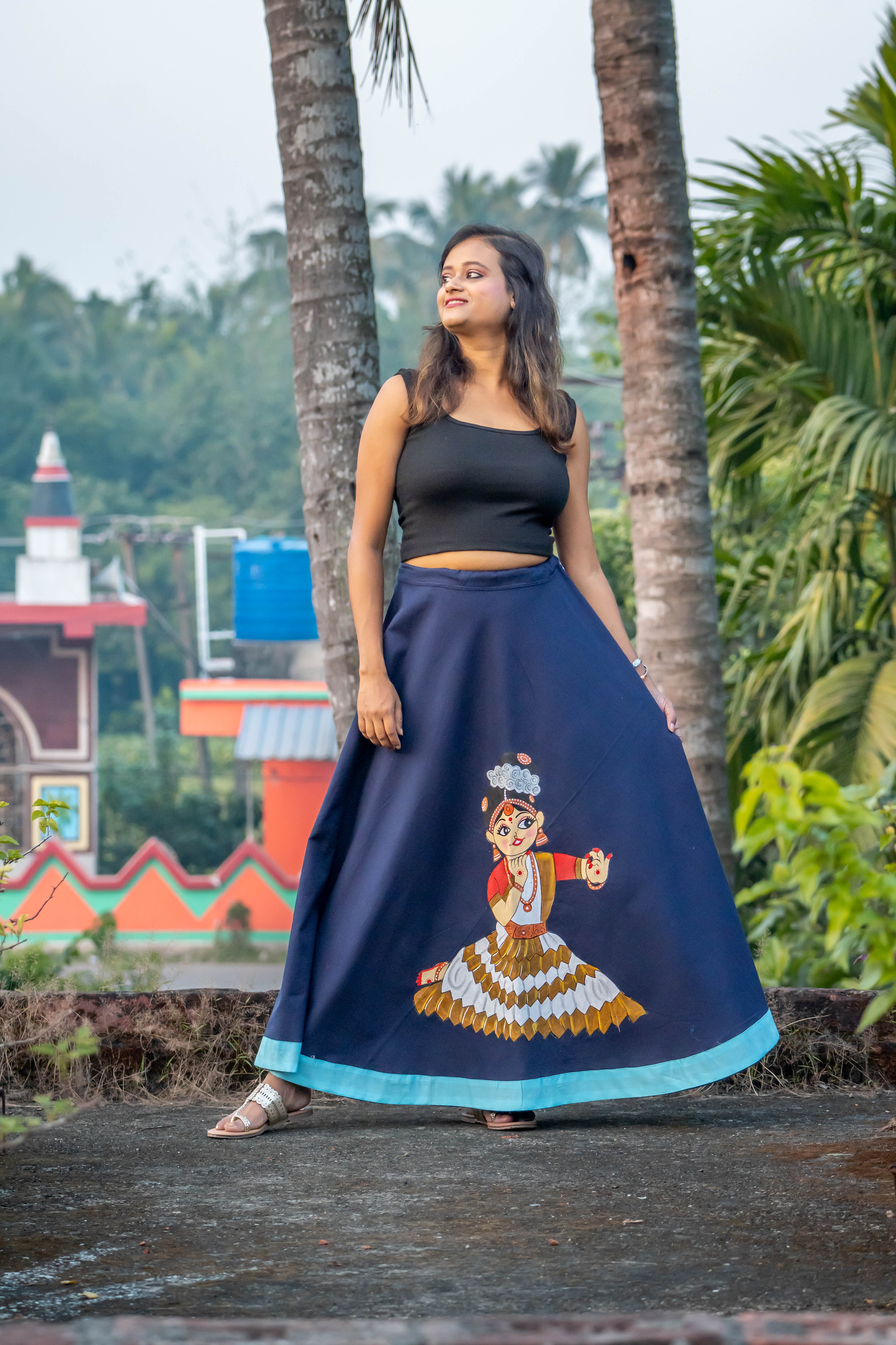Hand-painted ethnic skirt