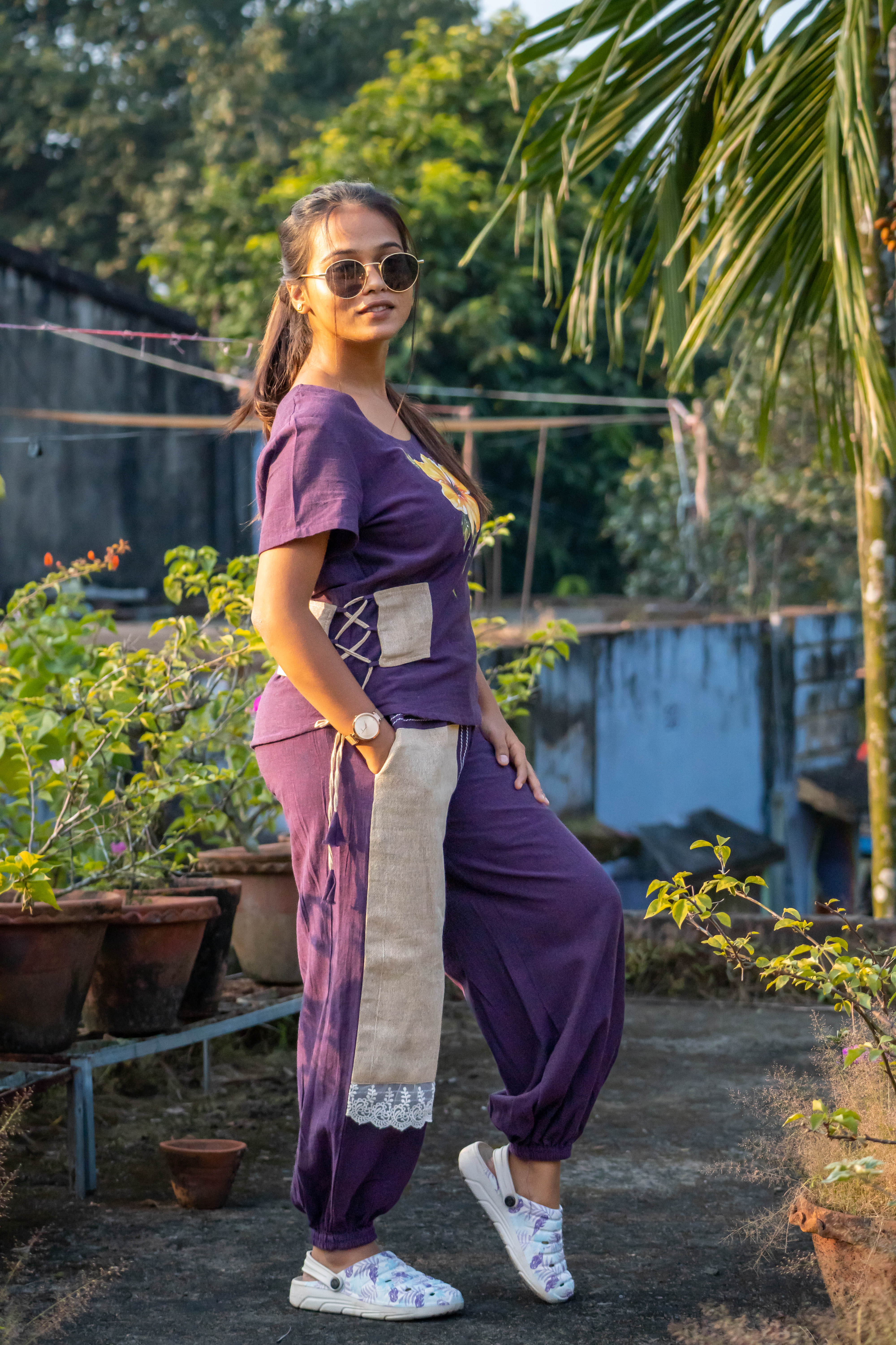 Dark Violet Handloom Coord