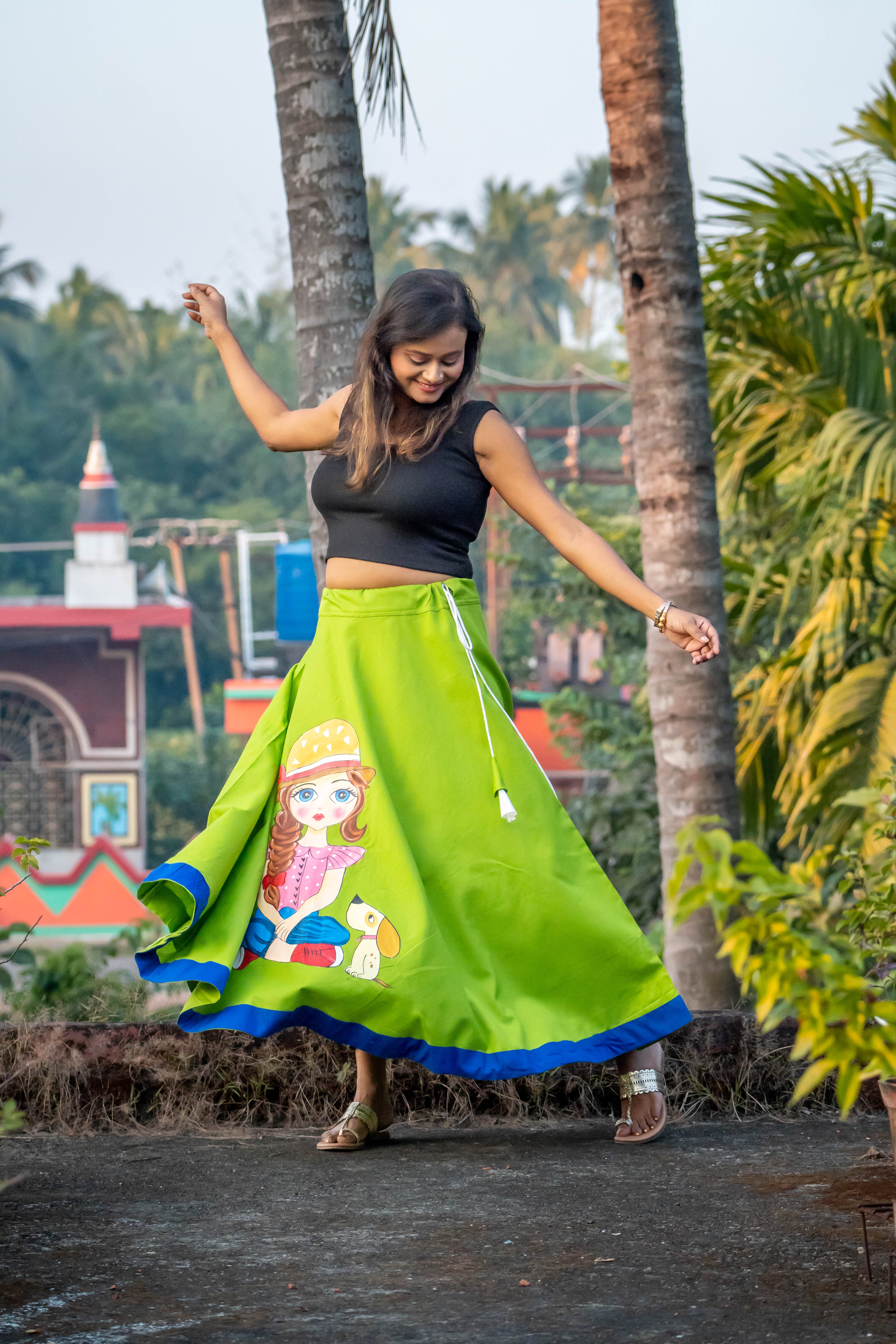 Hand-painted Green Skirt