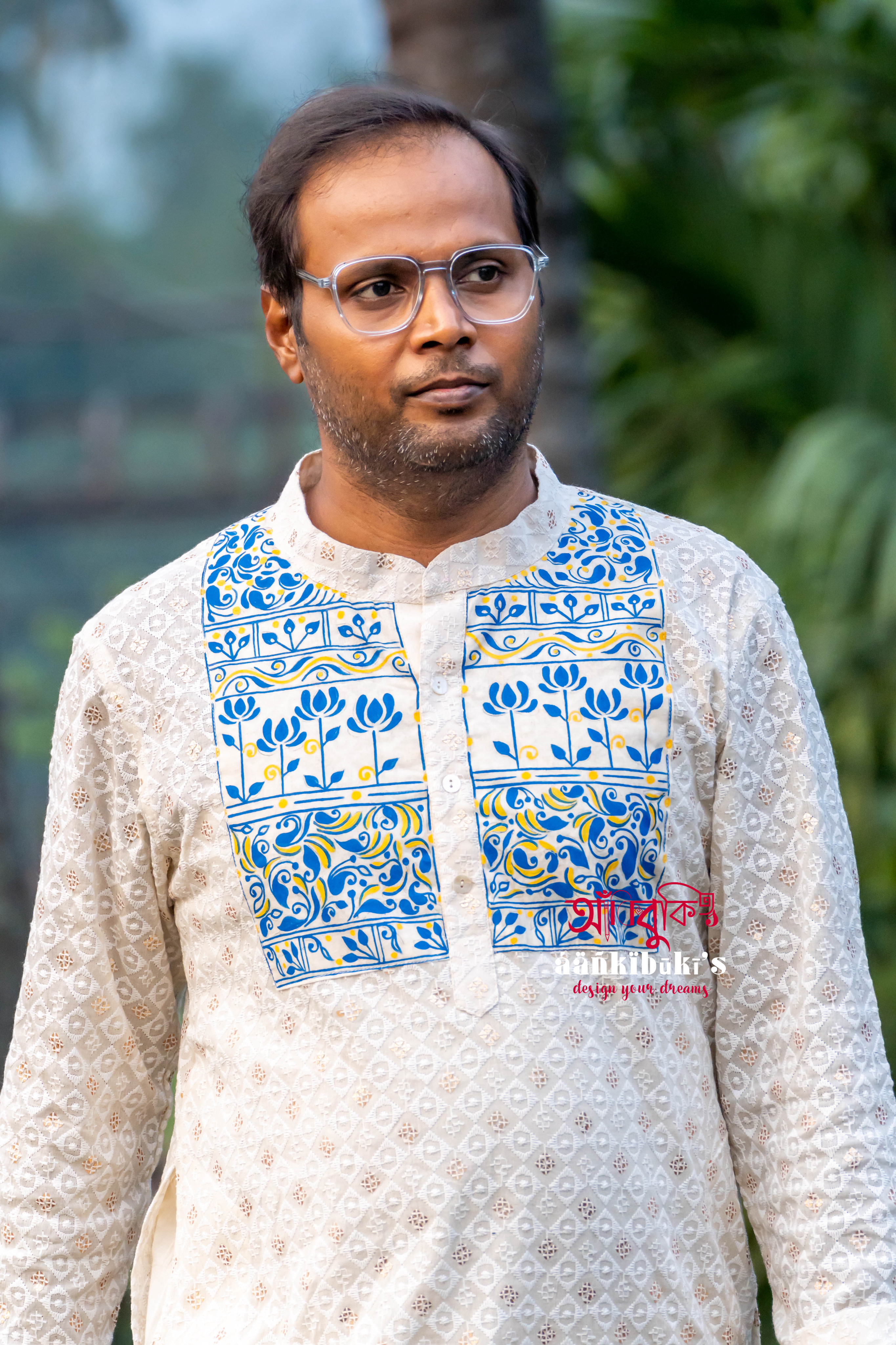 Mens  Hand-painted Traditional Kurta Set