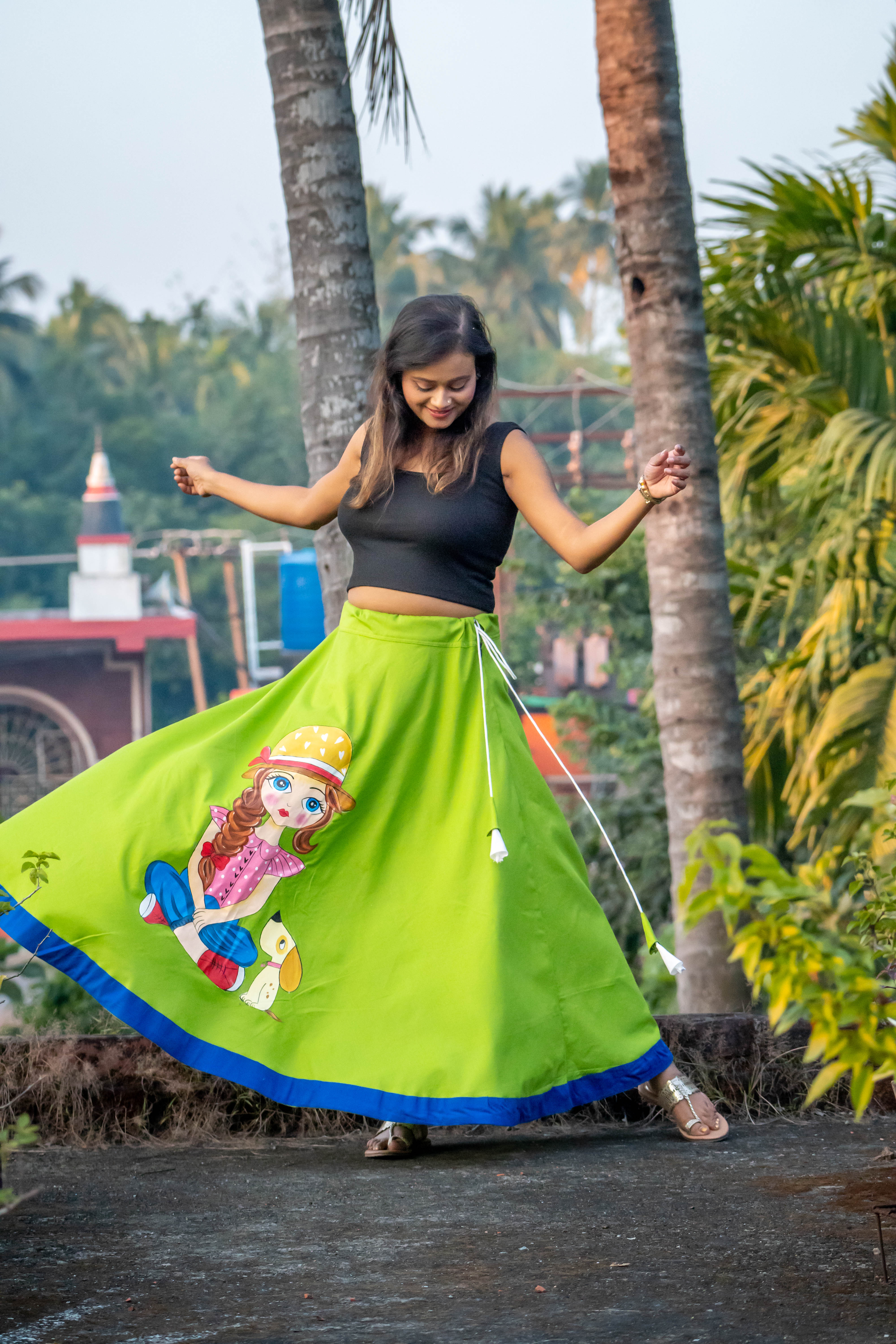 Hand-painted Green Skirt
