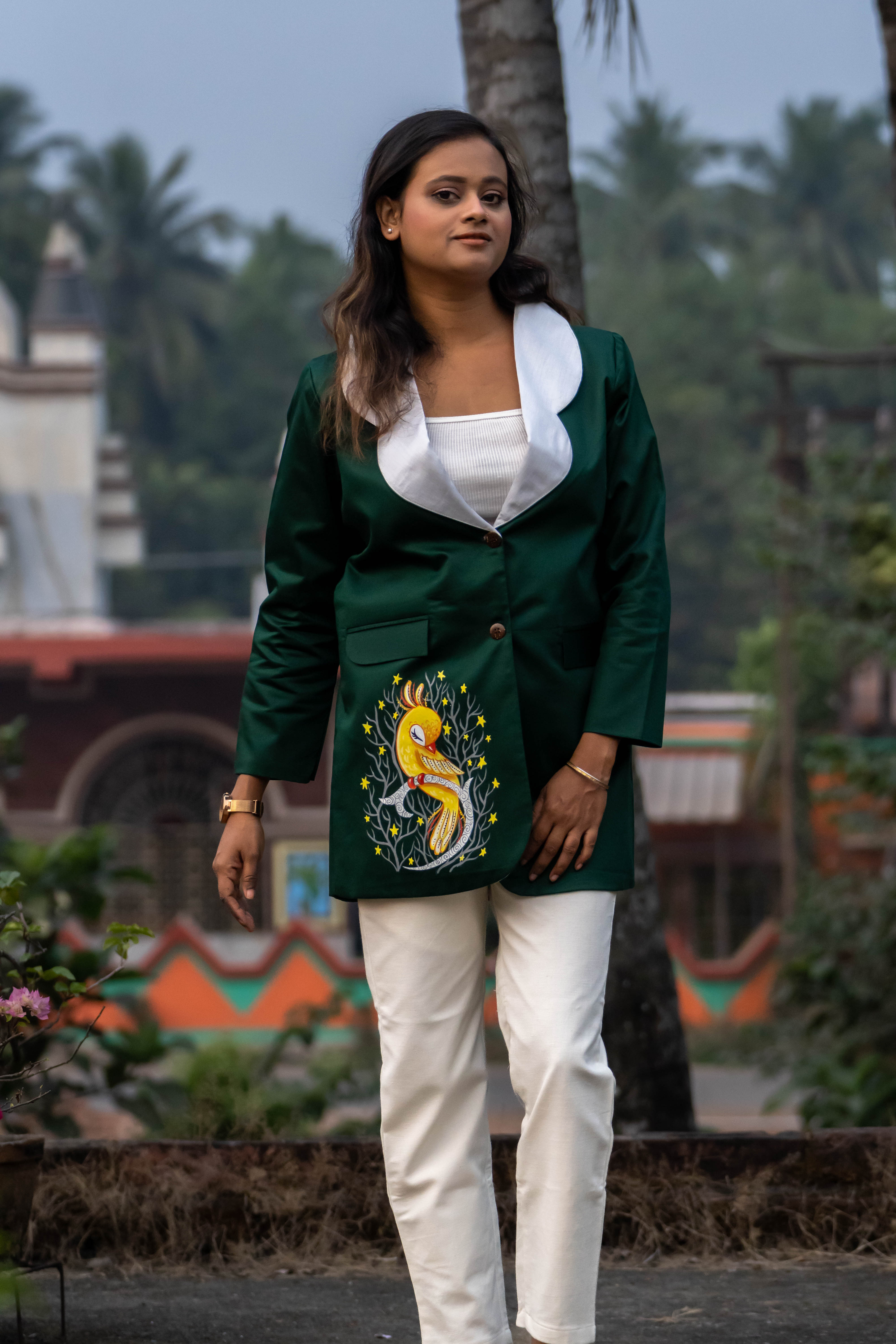 Hand-painted Bottle Green Blazer