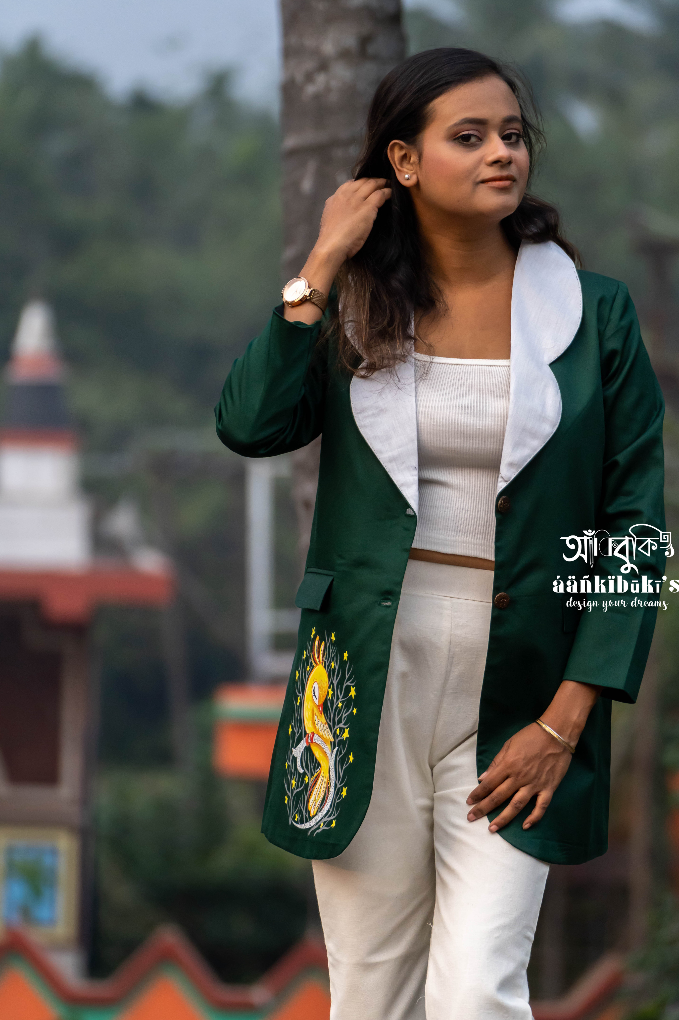 Hand-painted Bottle Green Blazer