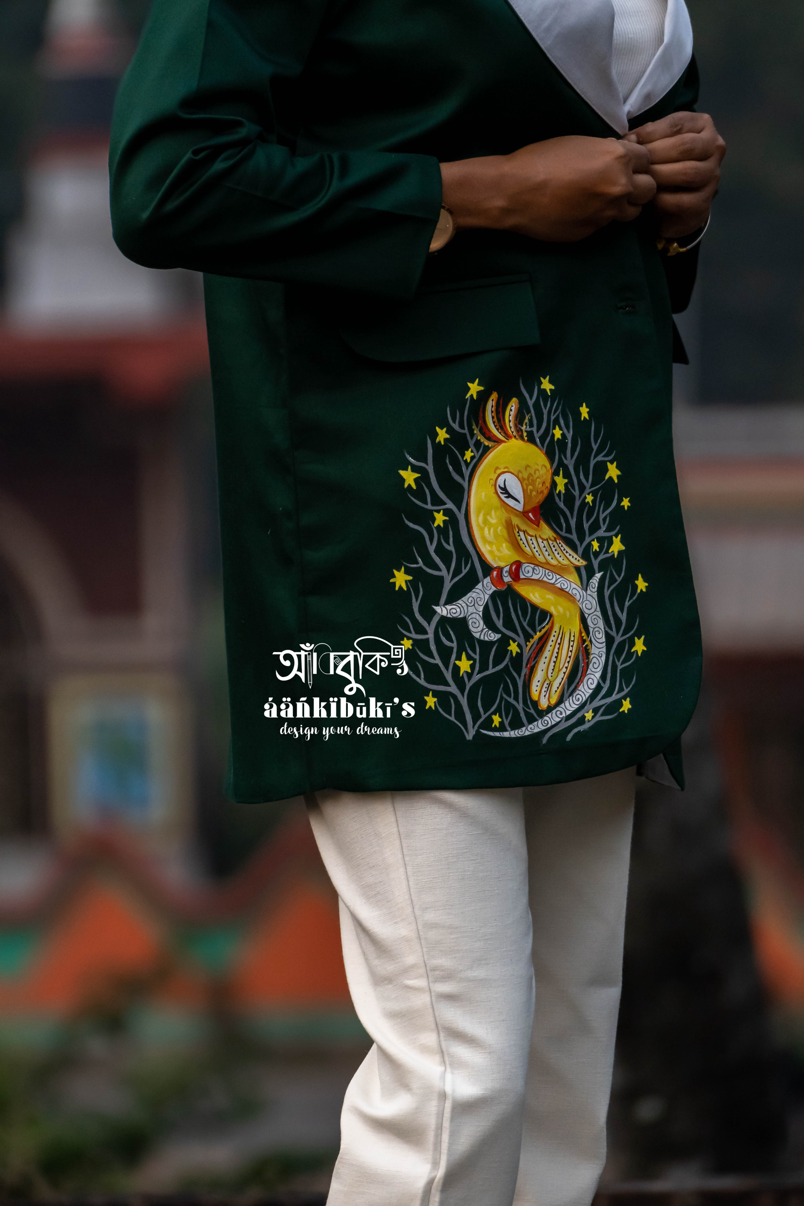 Hand-painted Bottle Green Blazer