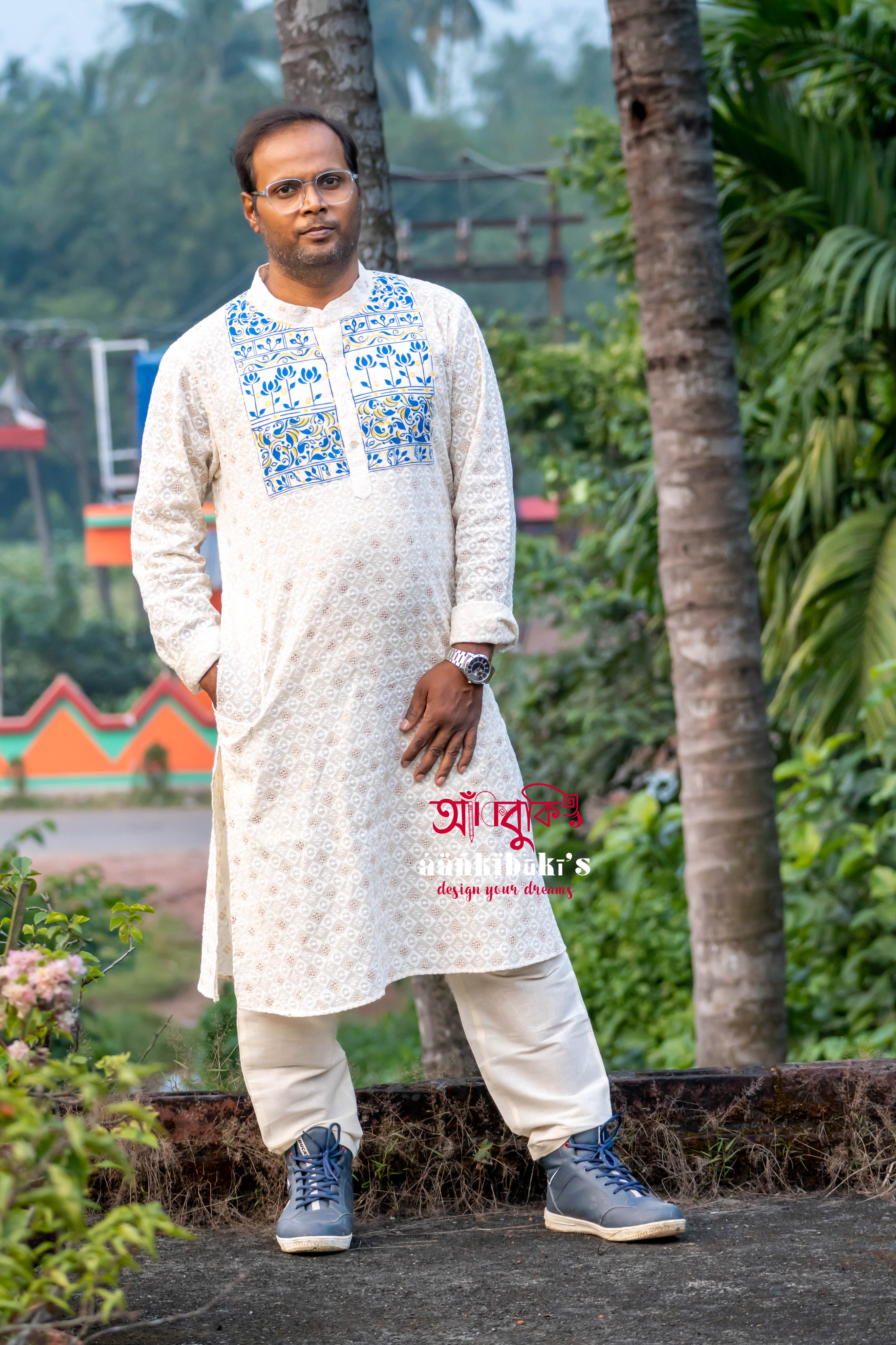 Mens Hand-painted Traditional Kurta Set