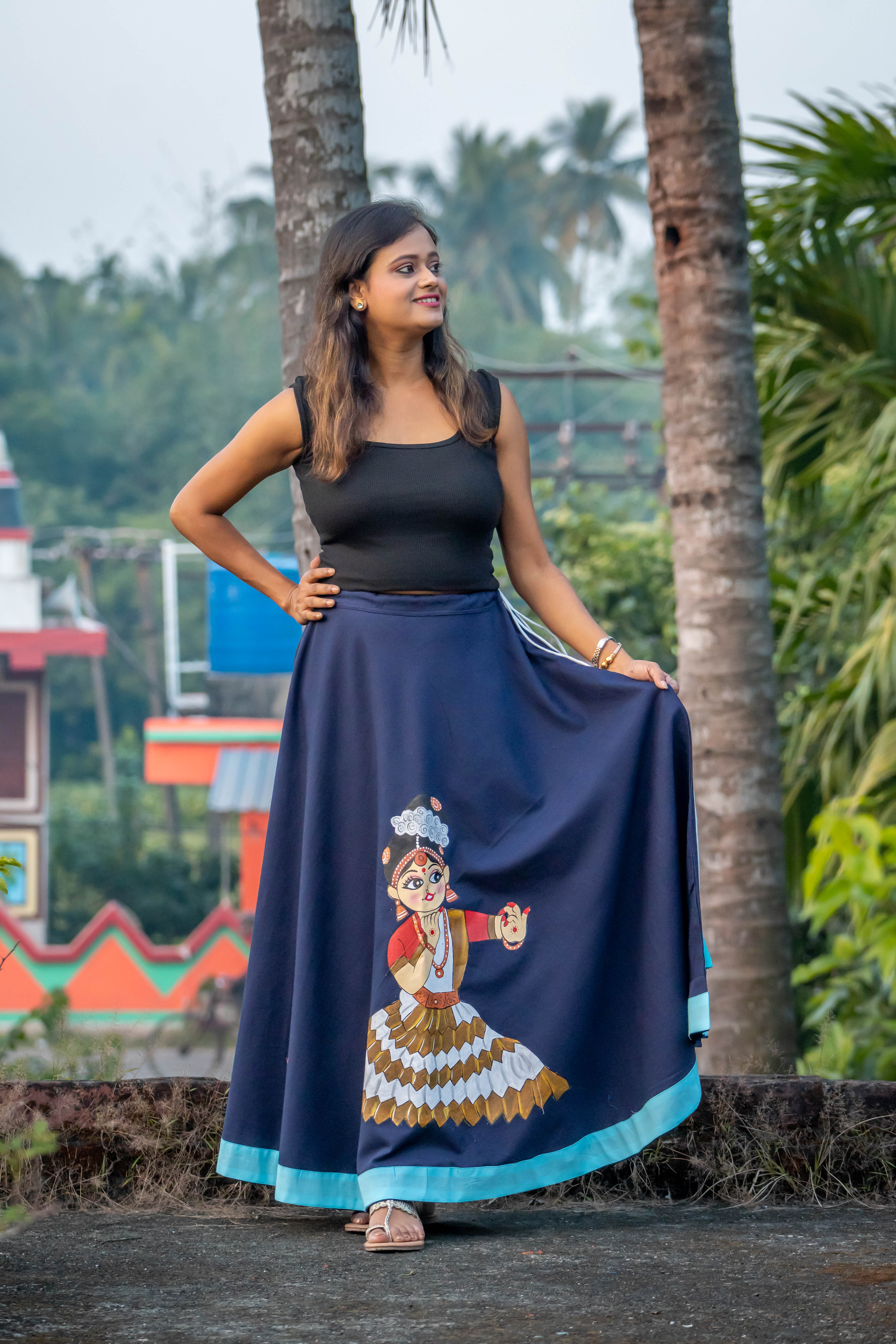 Hand-painted ethnic skirt