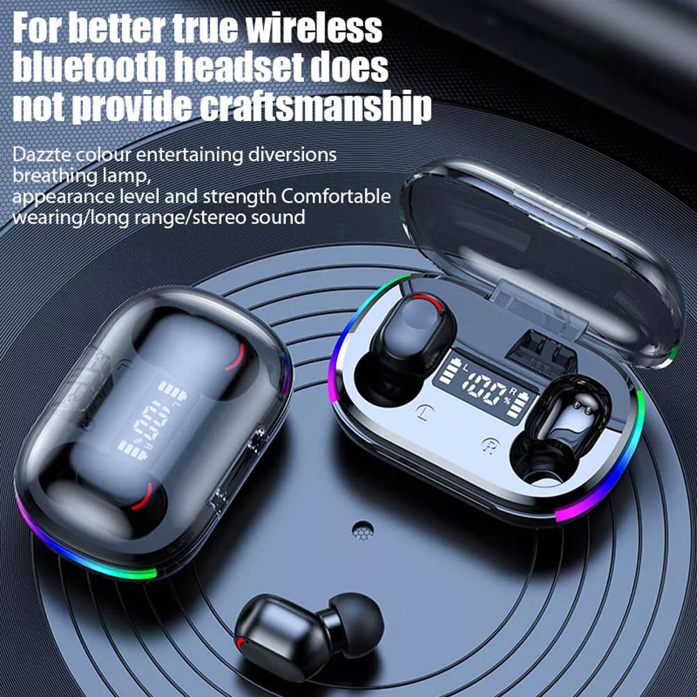 TWS Bluetooth 5.3 Wireless Earbuds with Smart LED Display – Touch Control, Stereo Sound, 20H Playtime, IPX5 Waterproof – Perfect for Freelancers & Content Creators