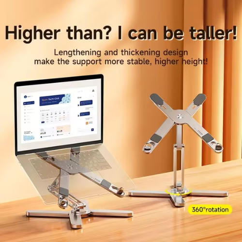 Foldable Laptop Stand 360° Rotation, Aluminum Alloy Portable Notebook Holder with Heat Dissipation, Compatible with 10-15.6 Inch Laptops