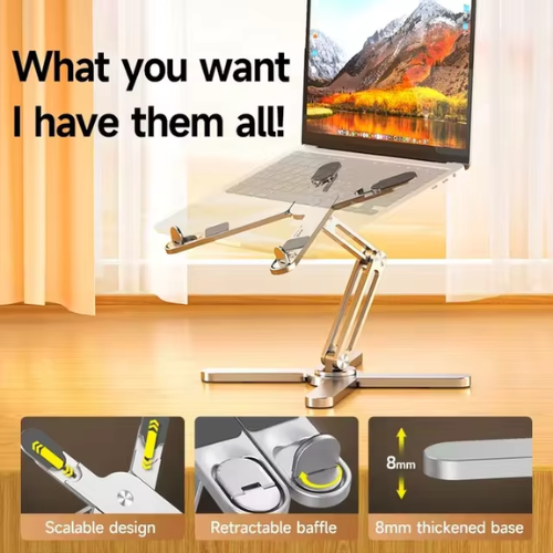 Foldable Laptop Stand 360° Rotation, Aluminum Alloy Portable Notebook Holder with Heat Dissipation, Compatible with 10-15.6 Inch Laptops