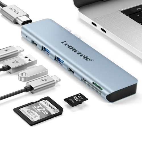 Lemorele 7-in-1 USB Hub Type C Docking Station with 4K HDMI, 100W PD, and Multi-Splitter Adapter