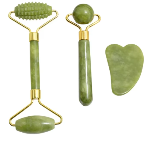 ✨ Natural Jade Gua Sha Facial Massage Set – 3pcs ✨