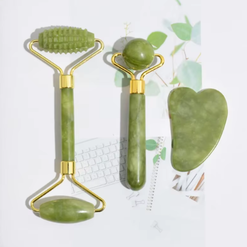 ✨ Natural Jade Gua Sha Facial Massage Set – 3pcs ✨