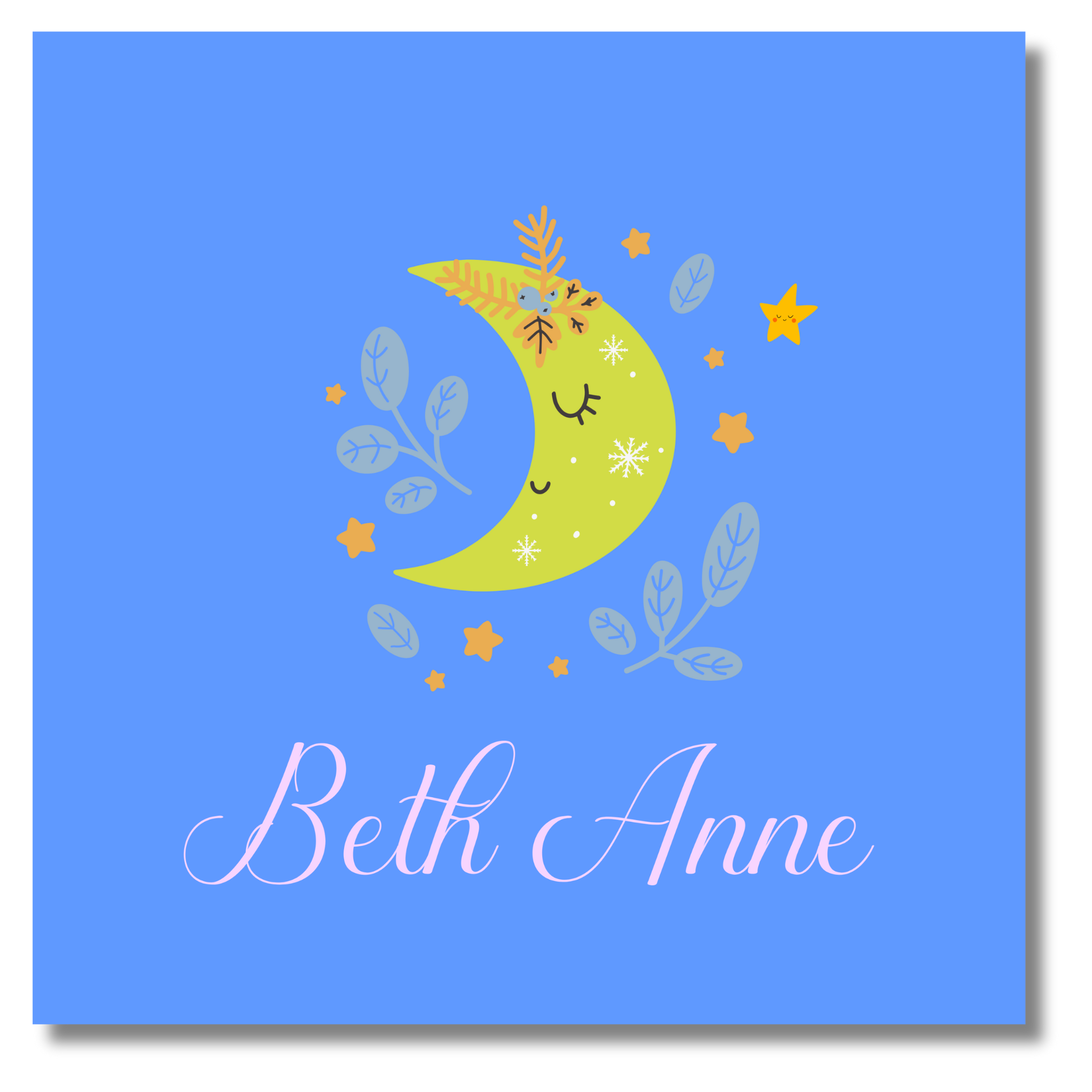 Personalized Moon and Stars Wall Art - 8 x 8 in