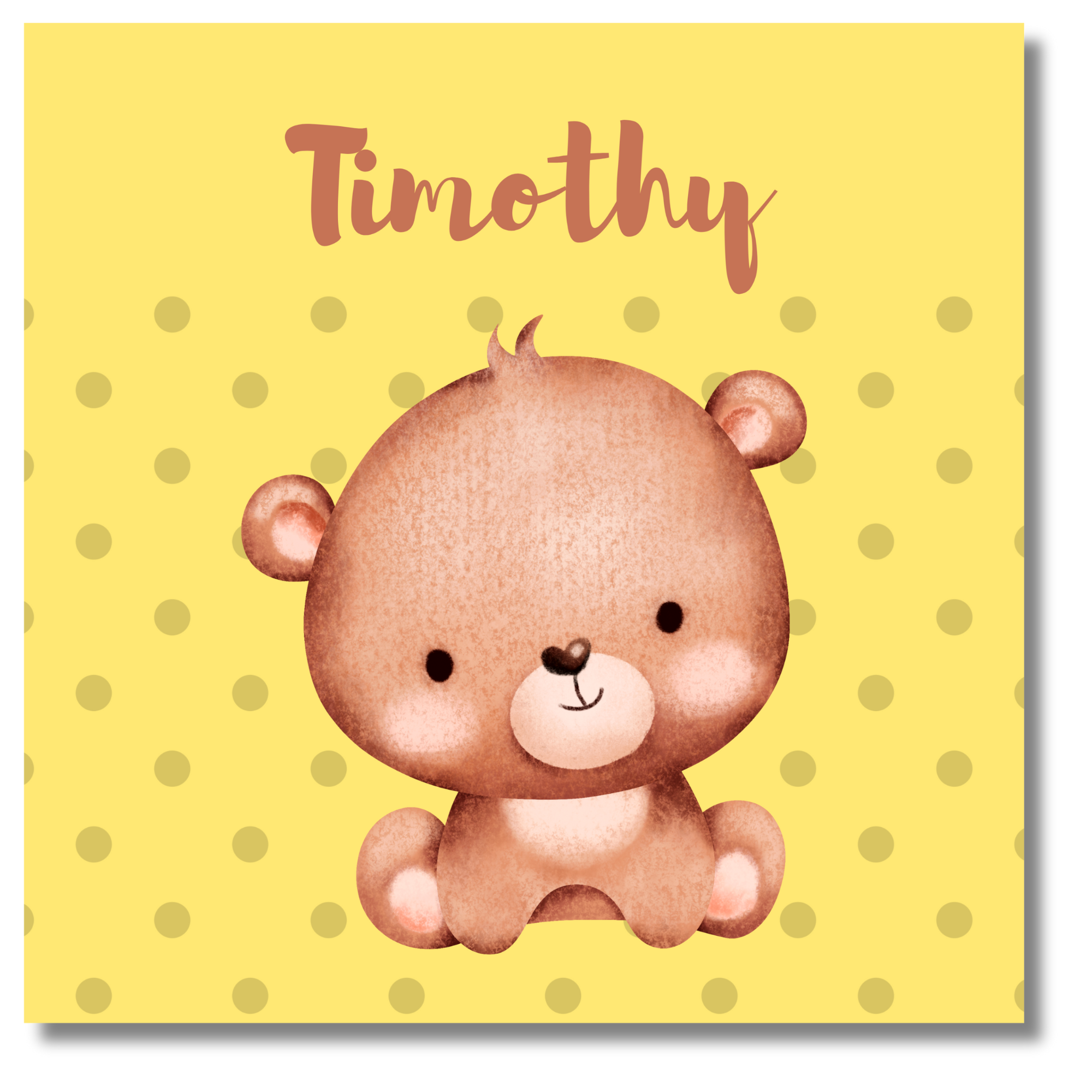 Cute Teddy Bear Print - 8 x 8 in