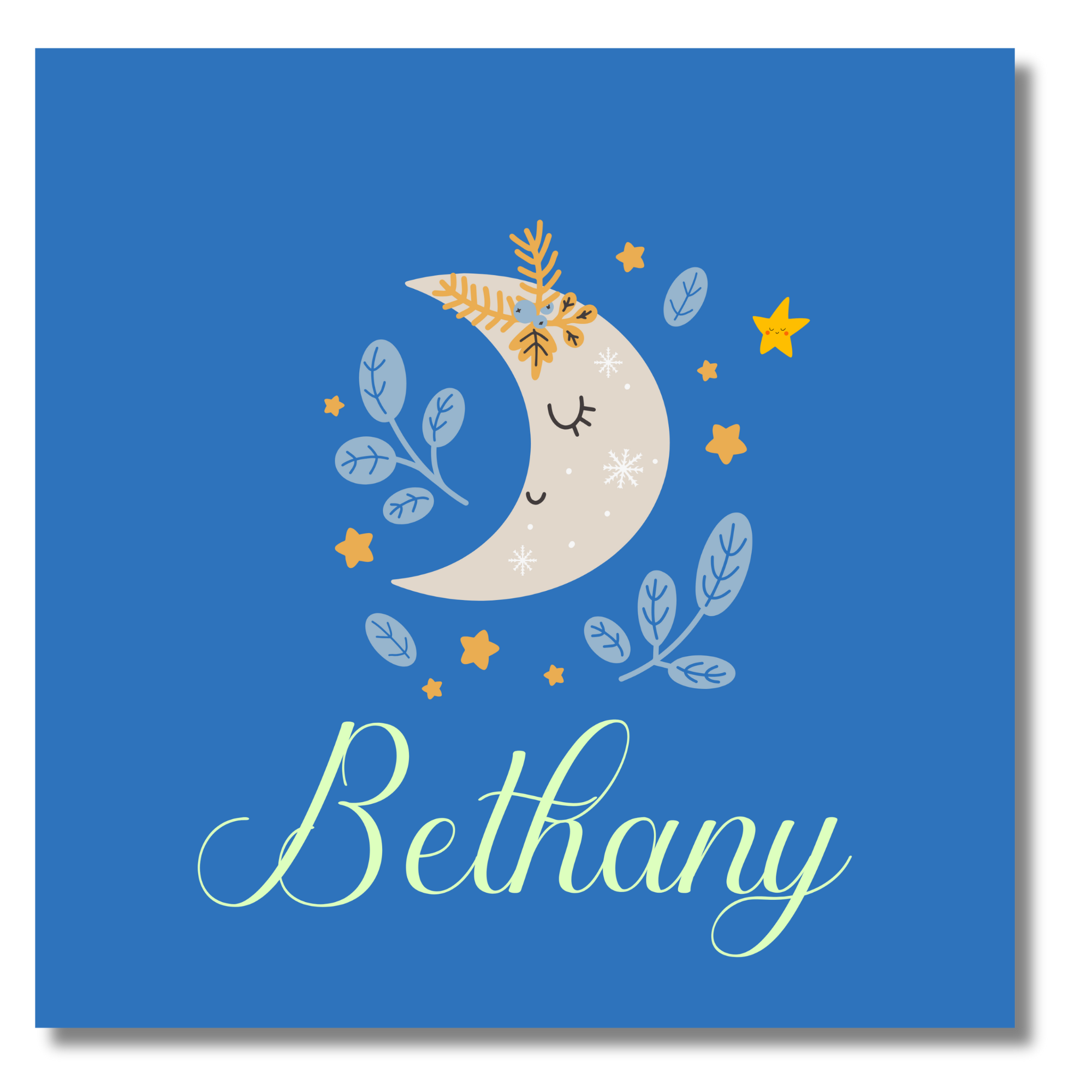 Personalized Moon Baby Name Print - 8 x 8 in