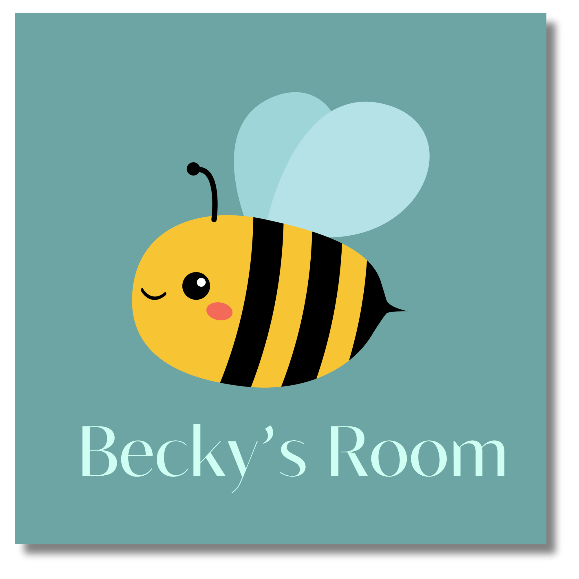 Personalized Baby Bee Kids Room Sign - 8 x 8