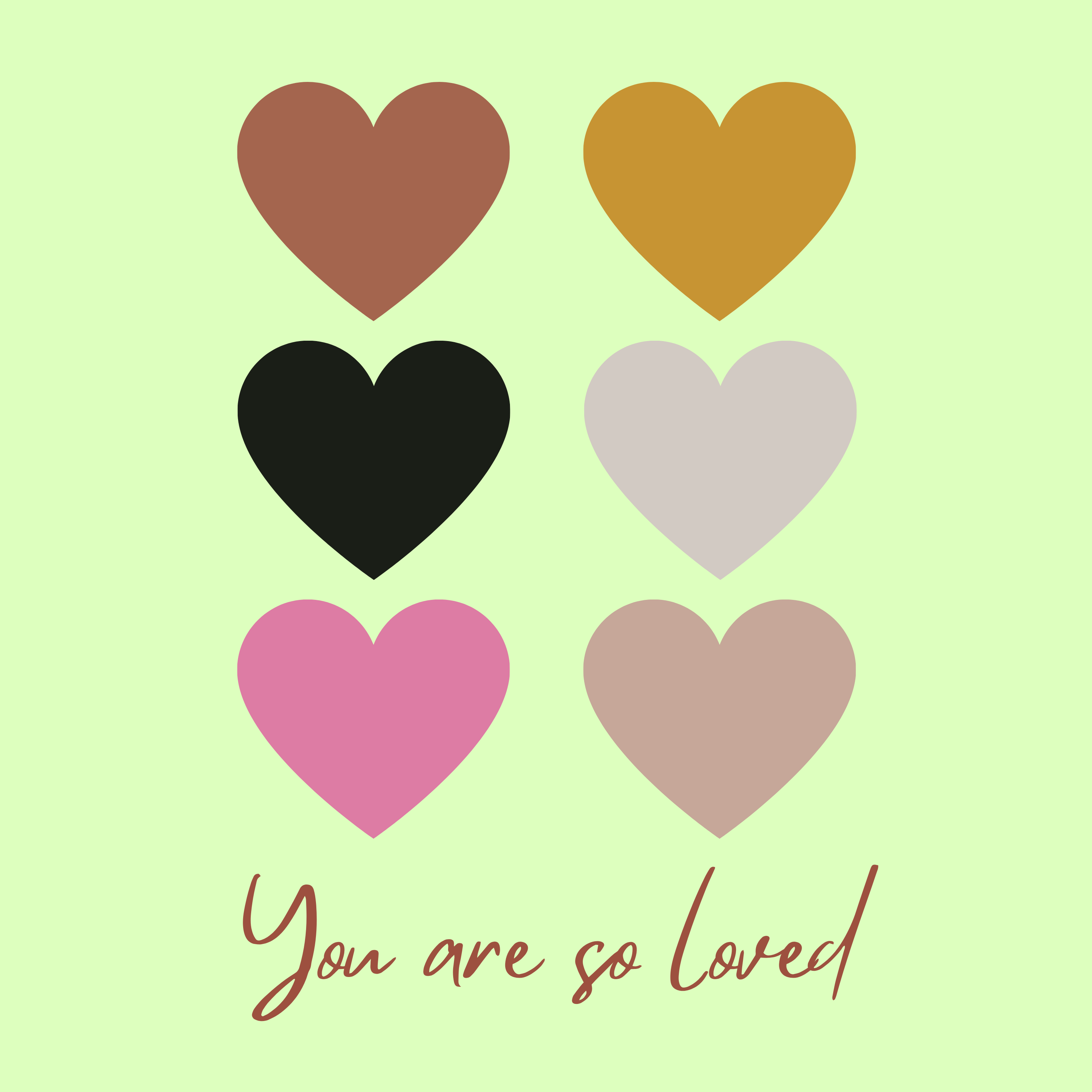 Heart Art Print  - You Are Loved - 8 x 8 in