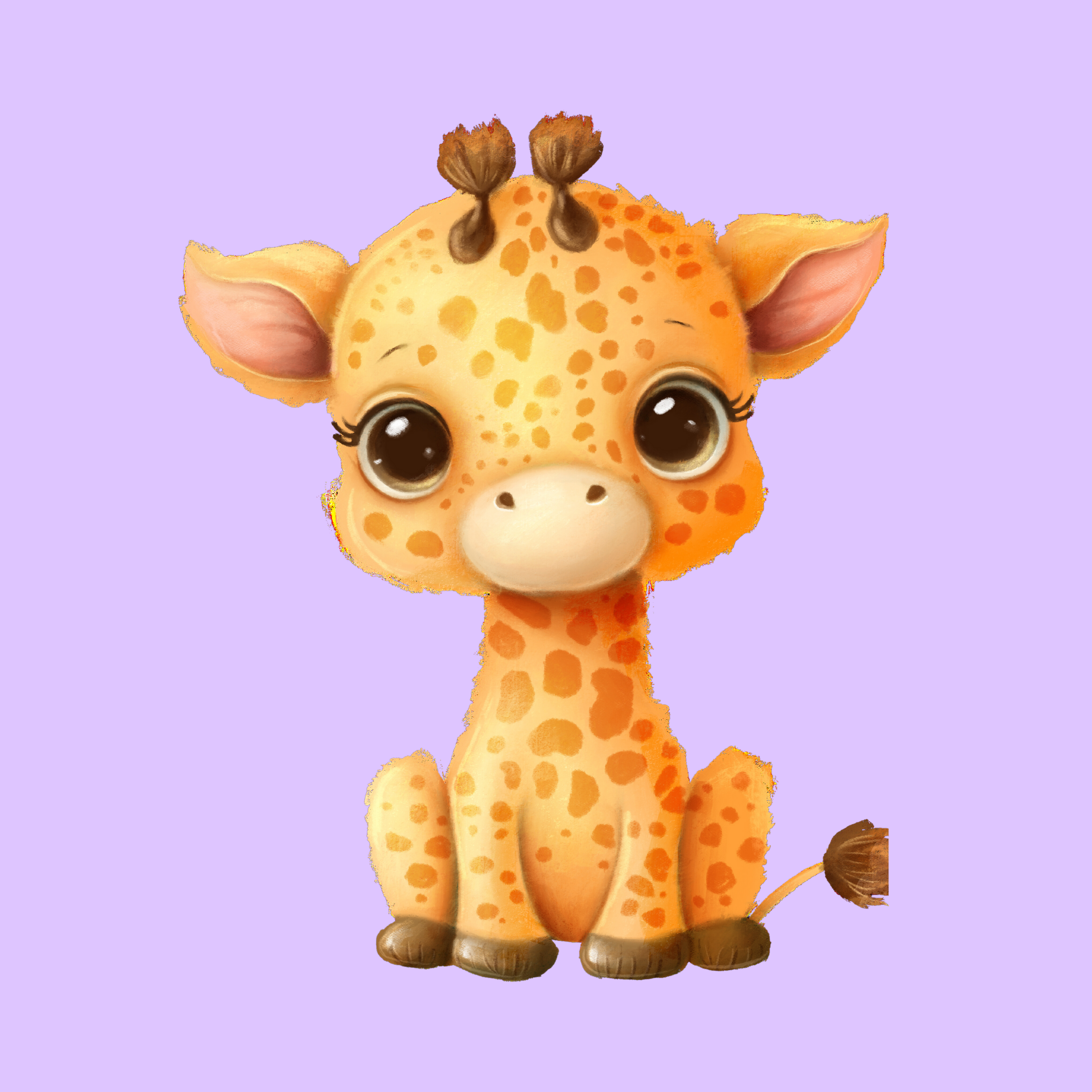 Purple Giraffe Wall Art Print - 8 x 8 in