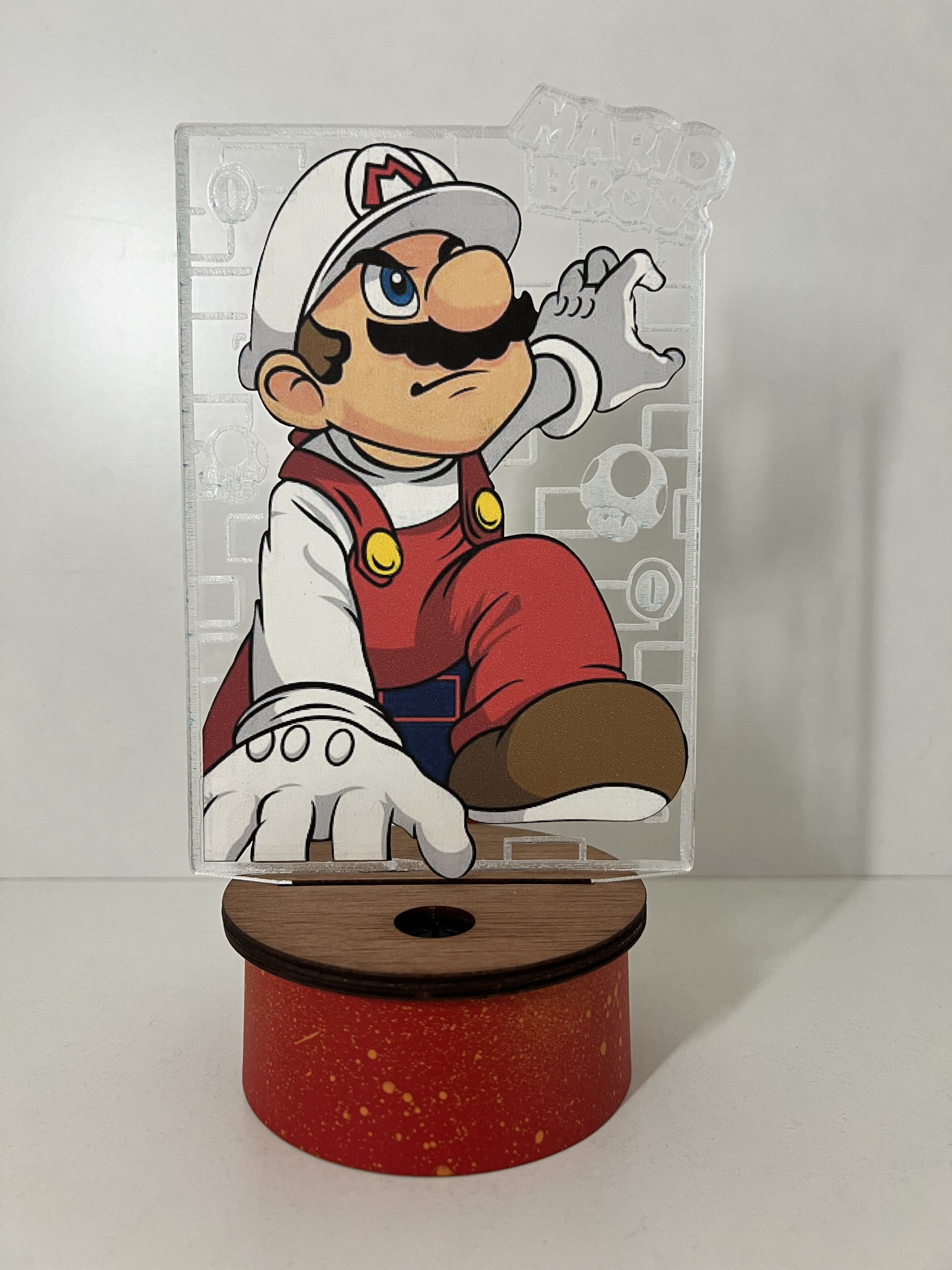 Lámpara Acrílico Super Mario Bros Fuego
