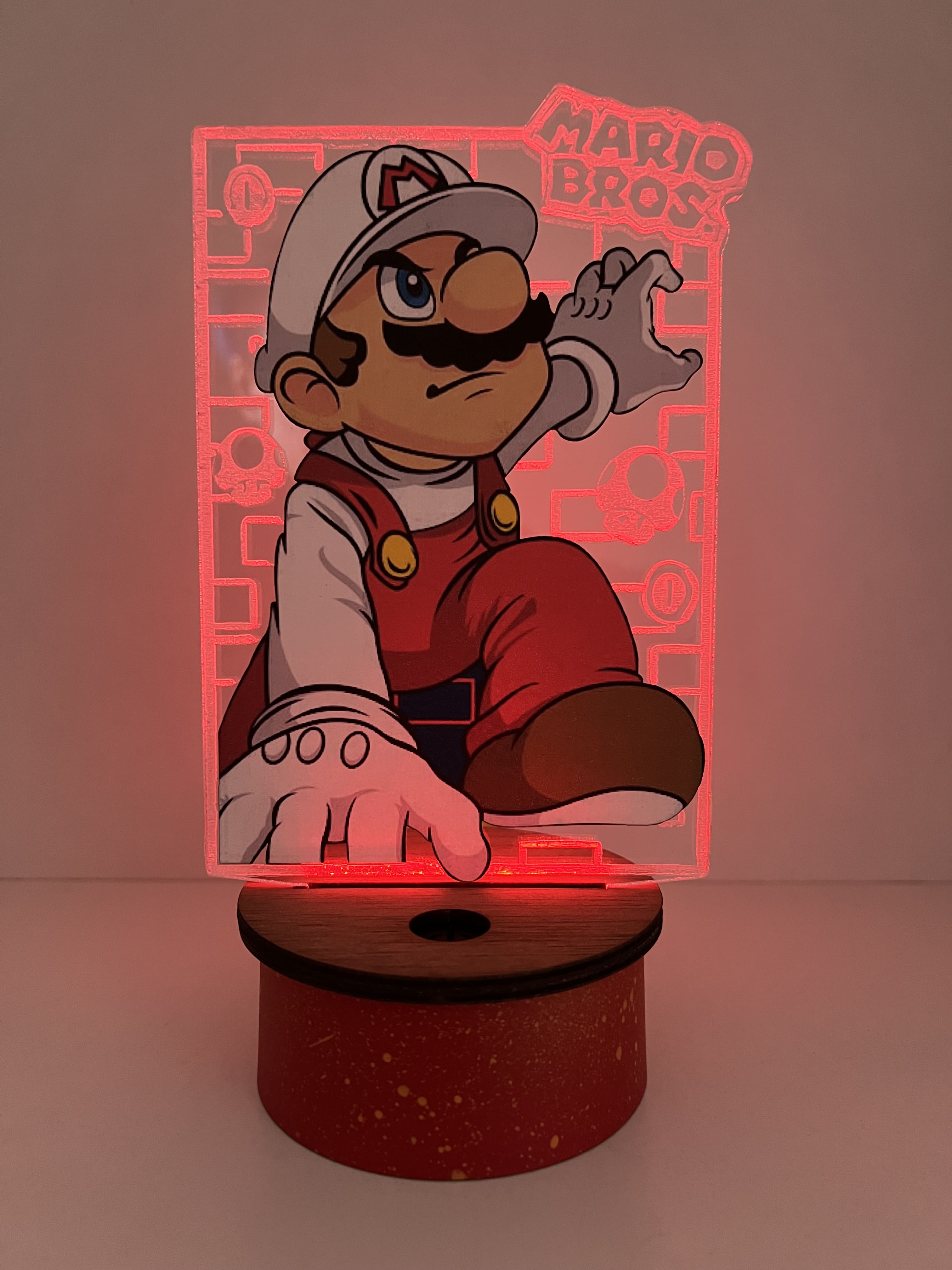 Lámpara Acrílico Super Mario Bros Fuego