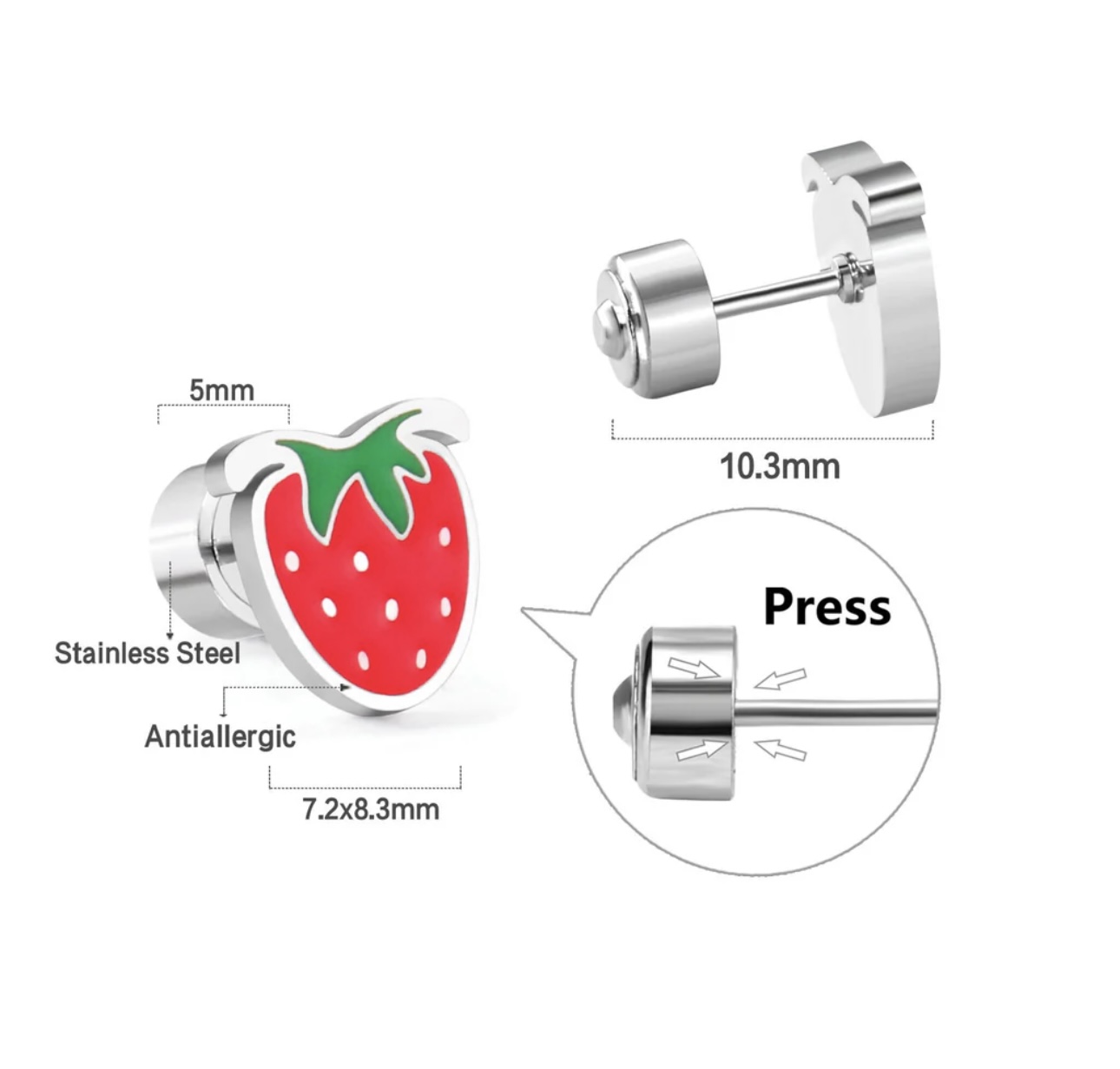 Sweet Strawberry Small Earrings