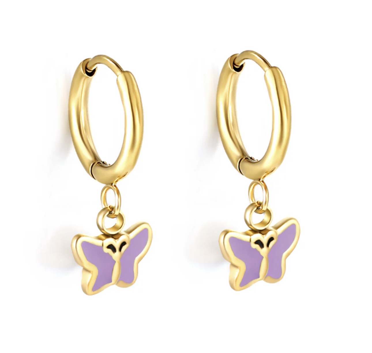 Lilac Butterfly Hoops Earrings