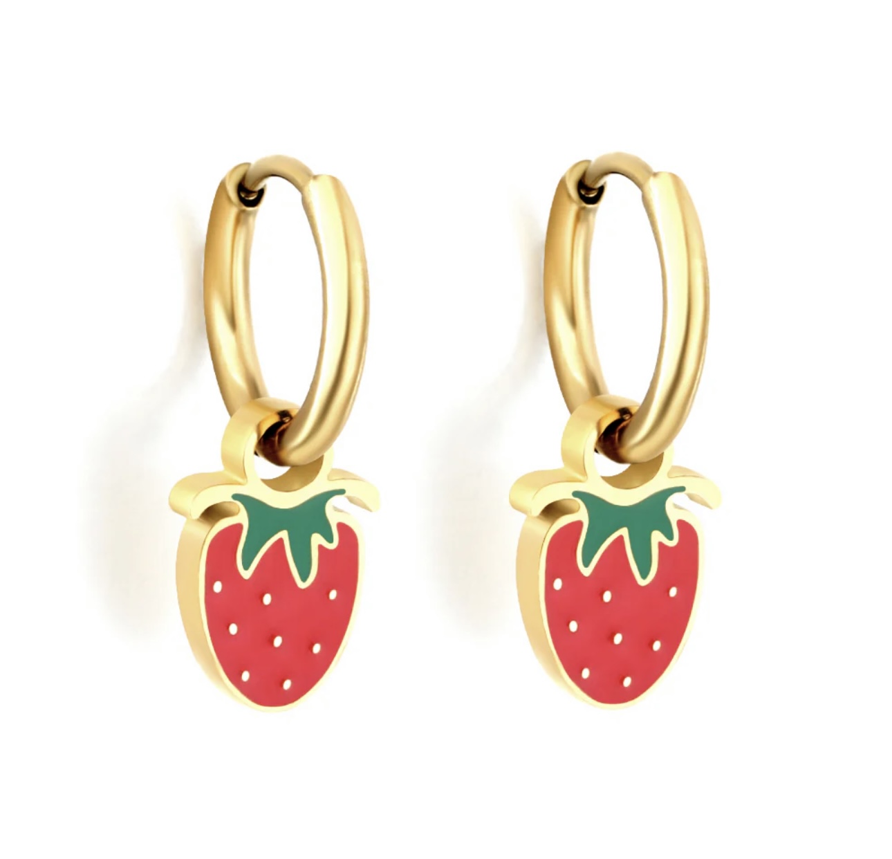 Sweet Strawberry Hoops Earrings