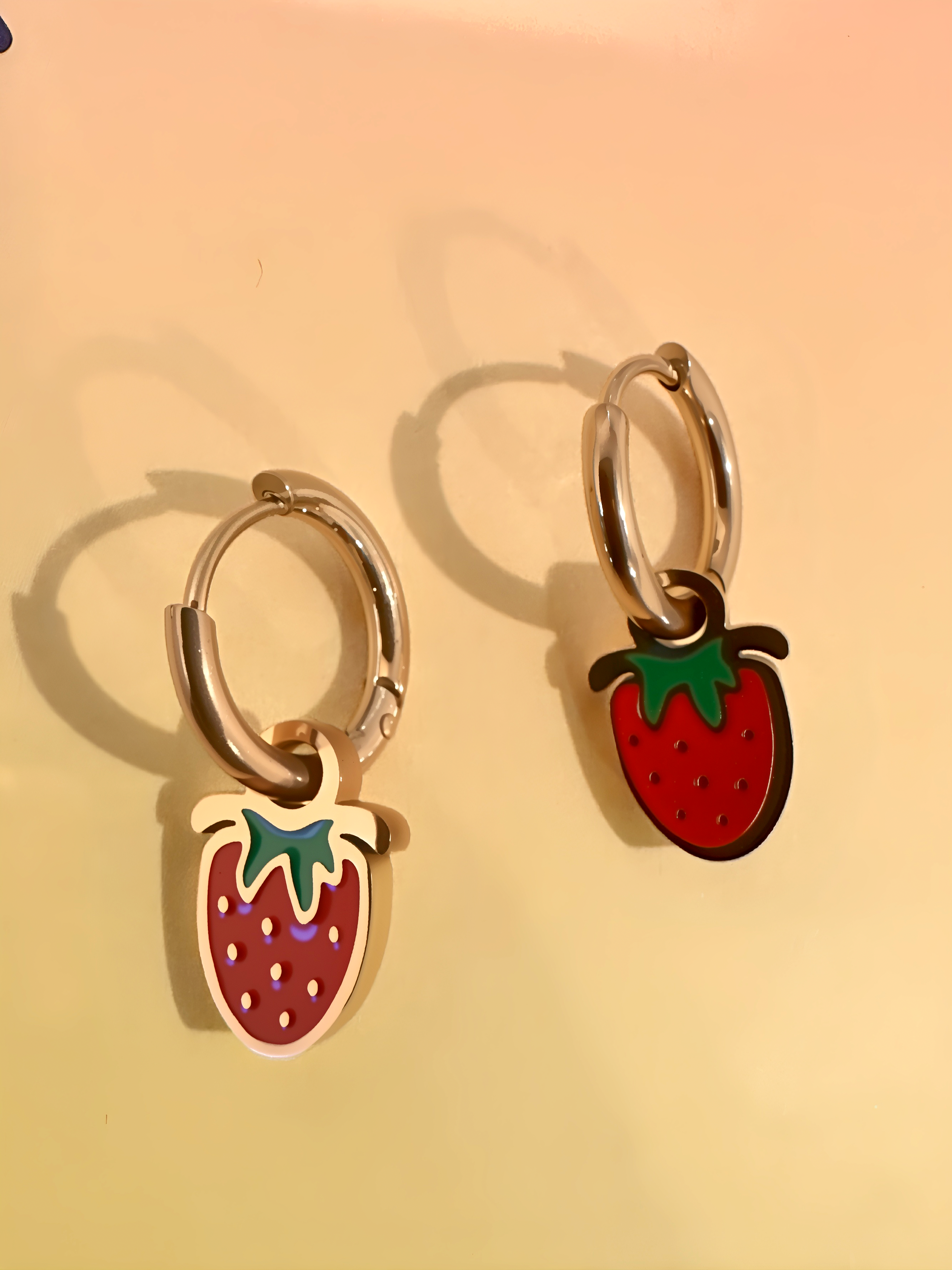 Sweet Strawberry Hoops Earrings 