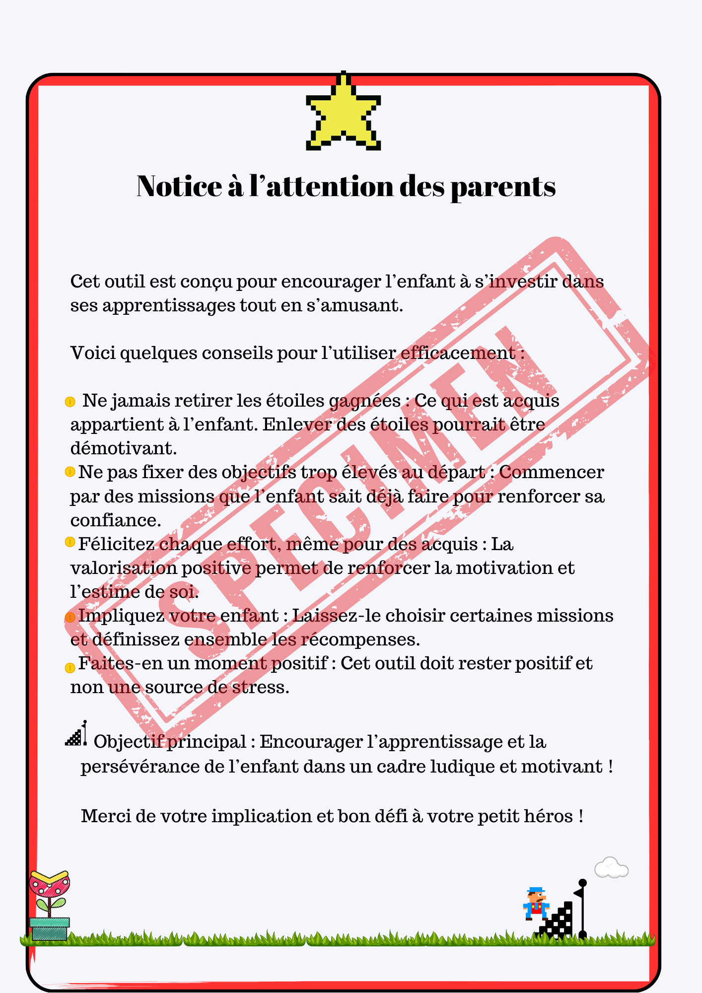 Tableau de récompense - tableau de boost de motivation 