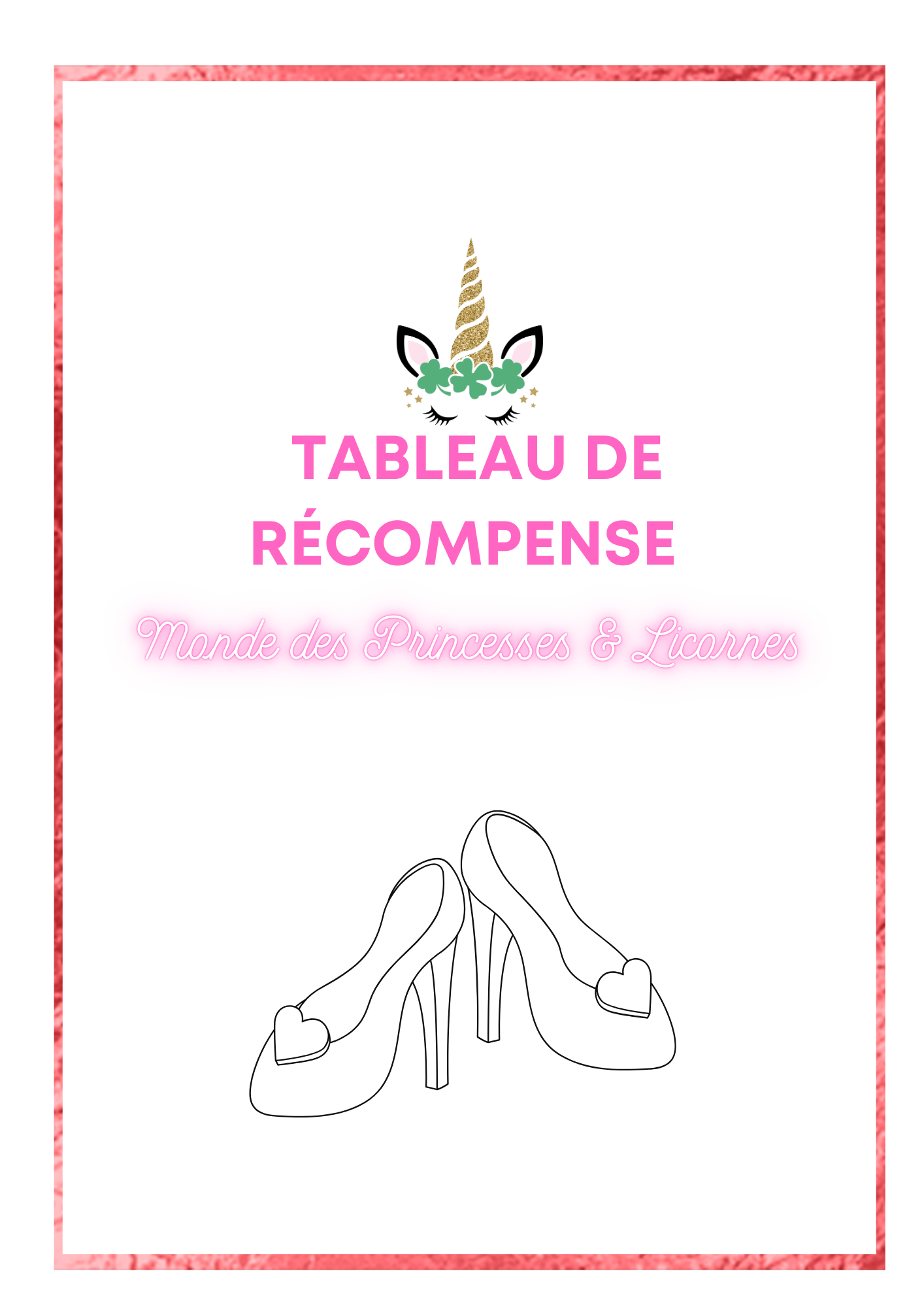Tableau de Récompense - Monde des Princesses & Licornes