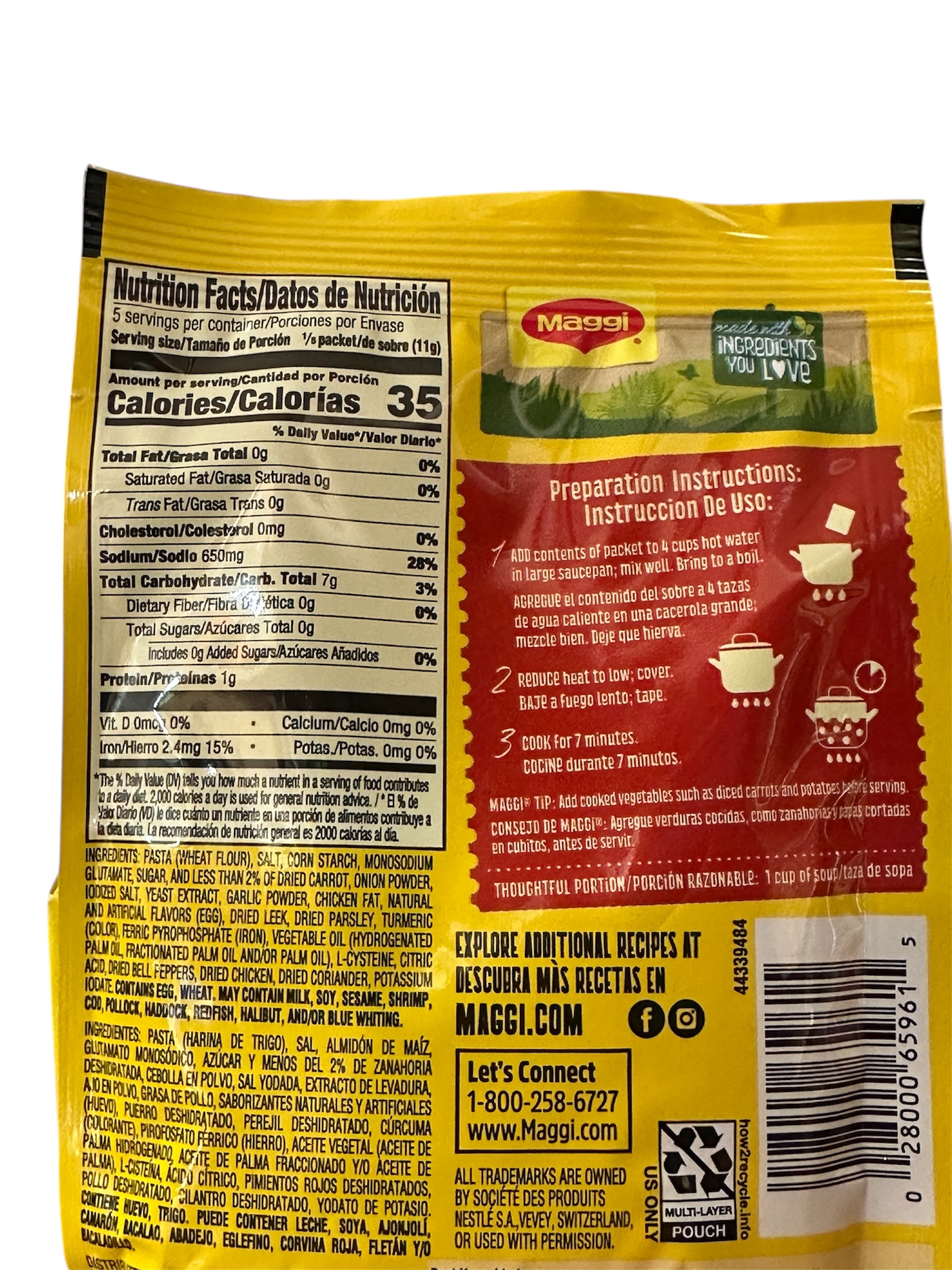 Sopa sabor a pollo con fideos sobre de 55g 