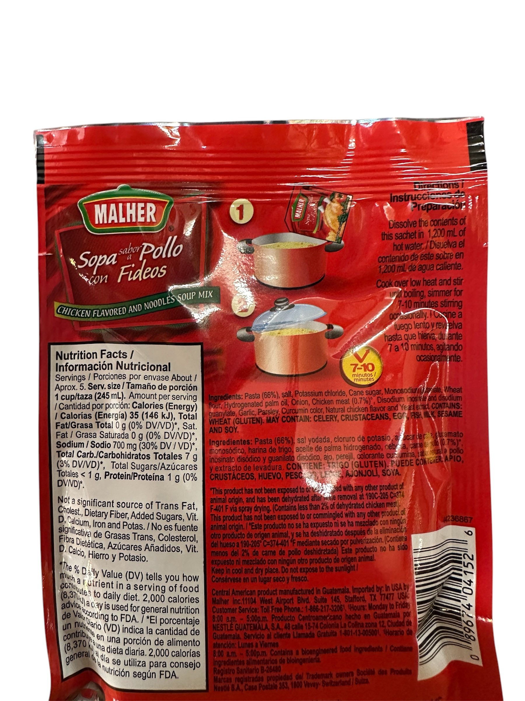 Sopa sabor a pollo con fideos sobre de 54g 