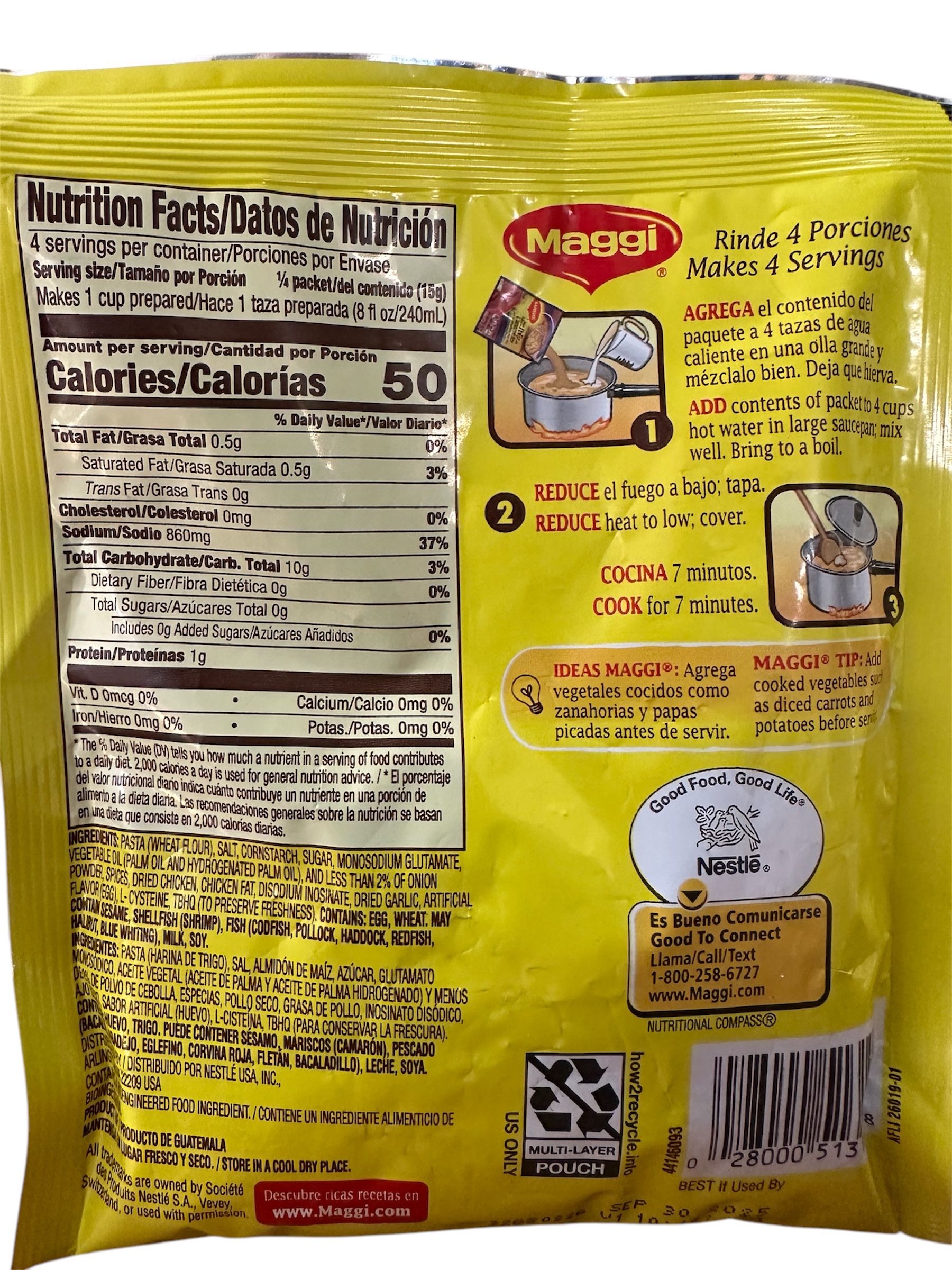 Sopa Maggi Pollo con Caracolitos sobre de 60g 